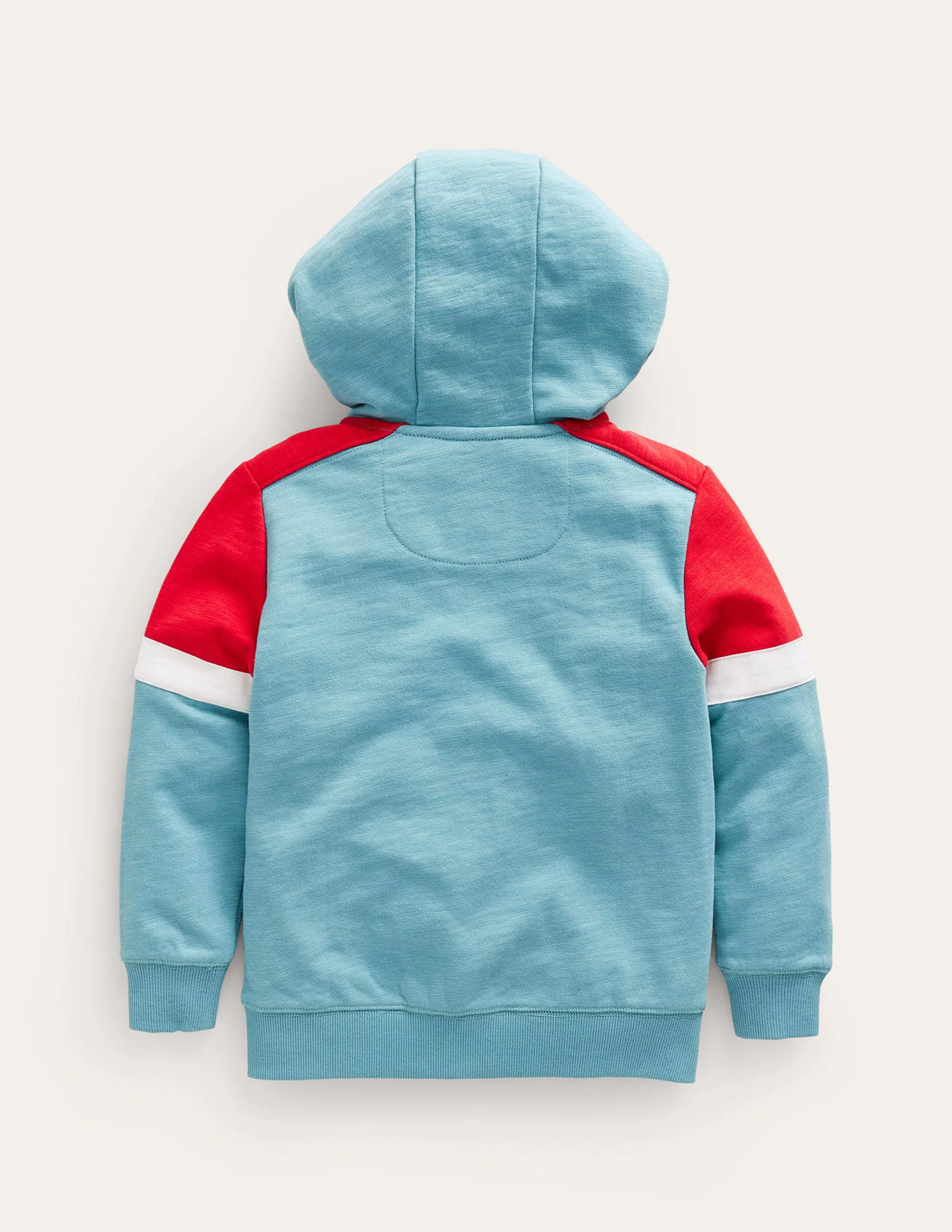 Colourblock Zip Hoodie-Duck Egg Blue/Poppy Red - Image 2