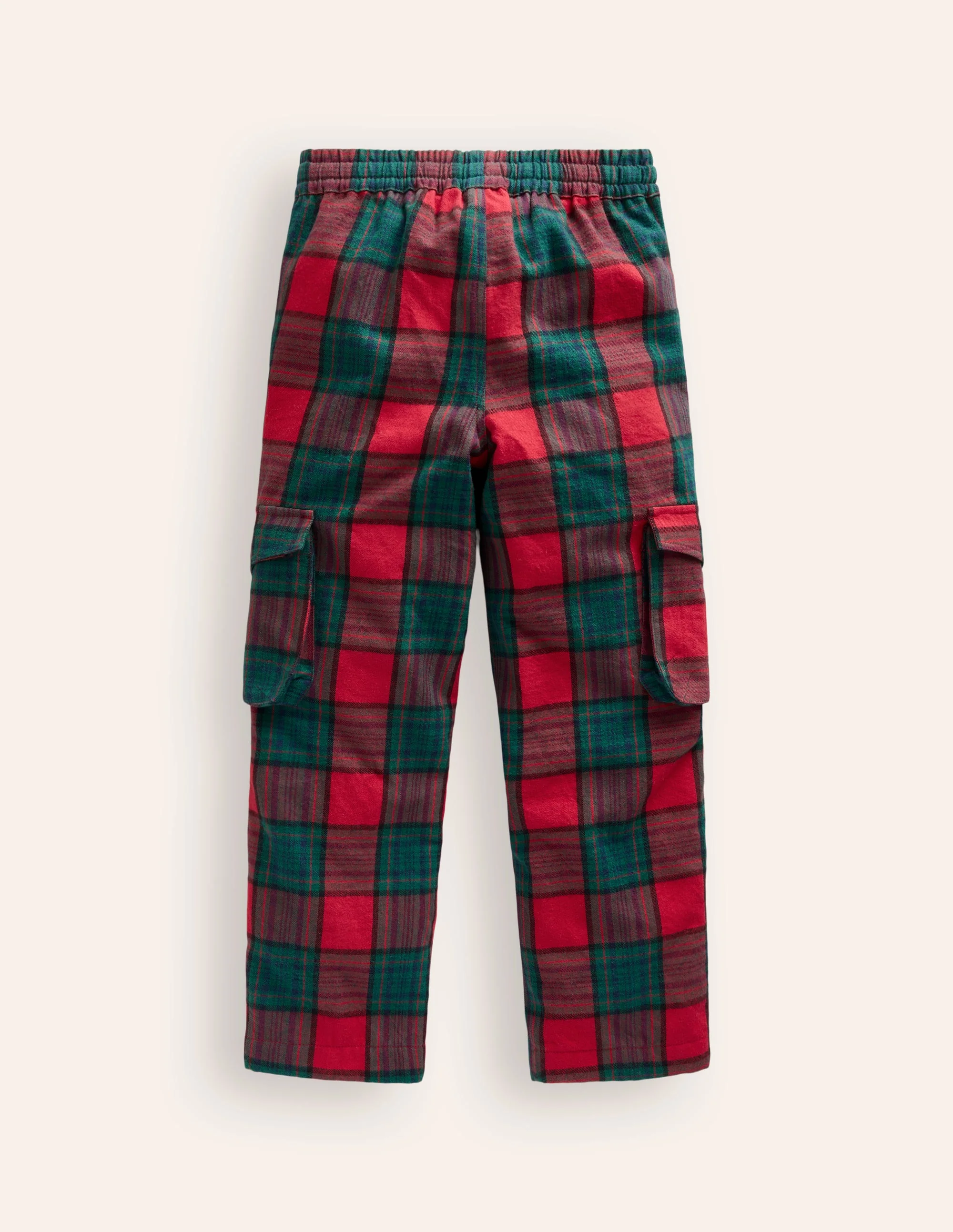 Cosy Lined Cargo Pants-Red / Green Check - Image 2
