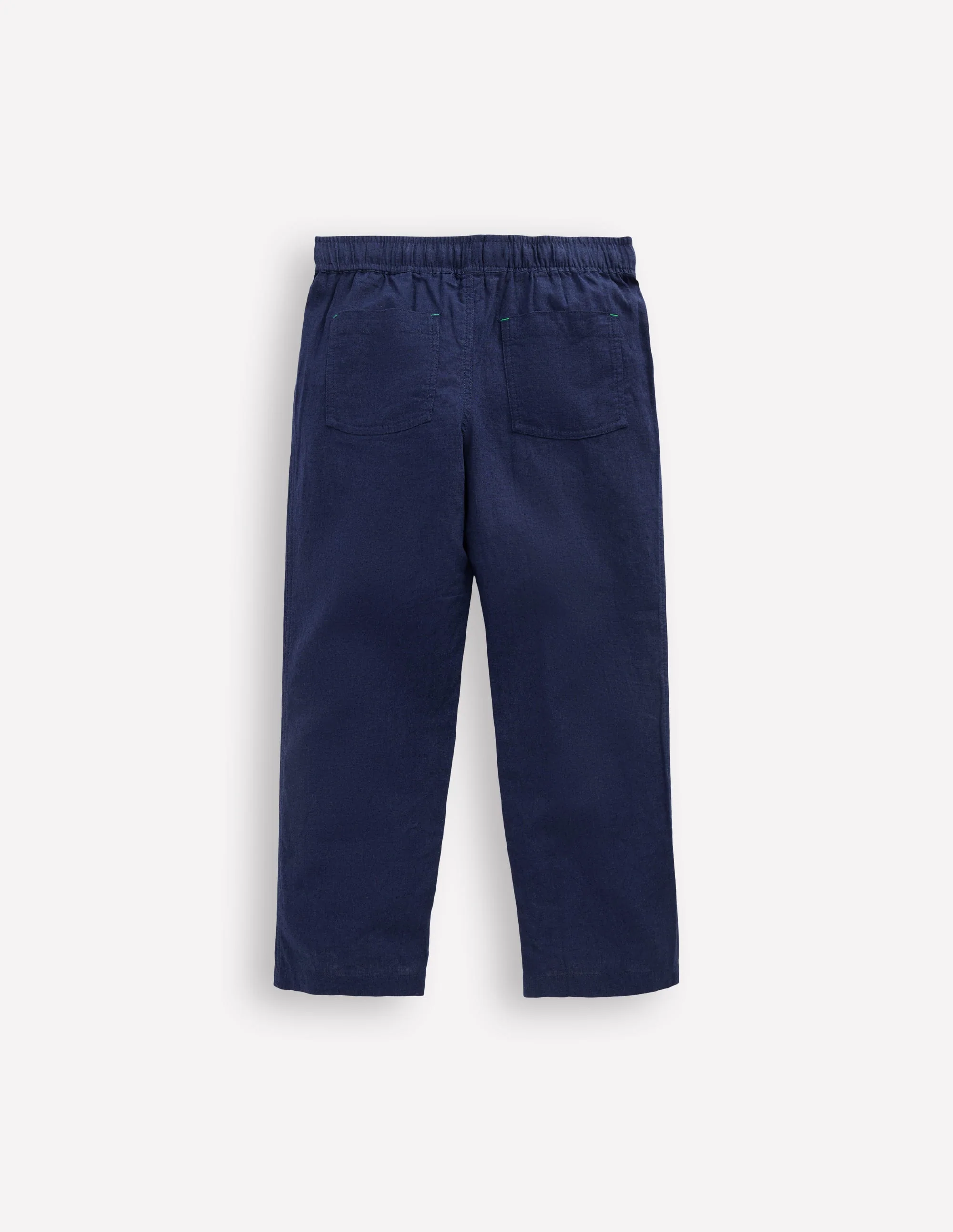 Cotton Linen Pull-On Pants-Navy - Image 2