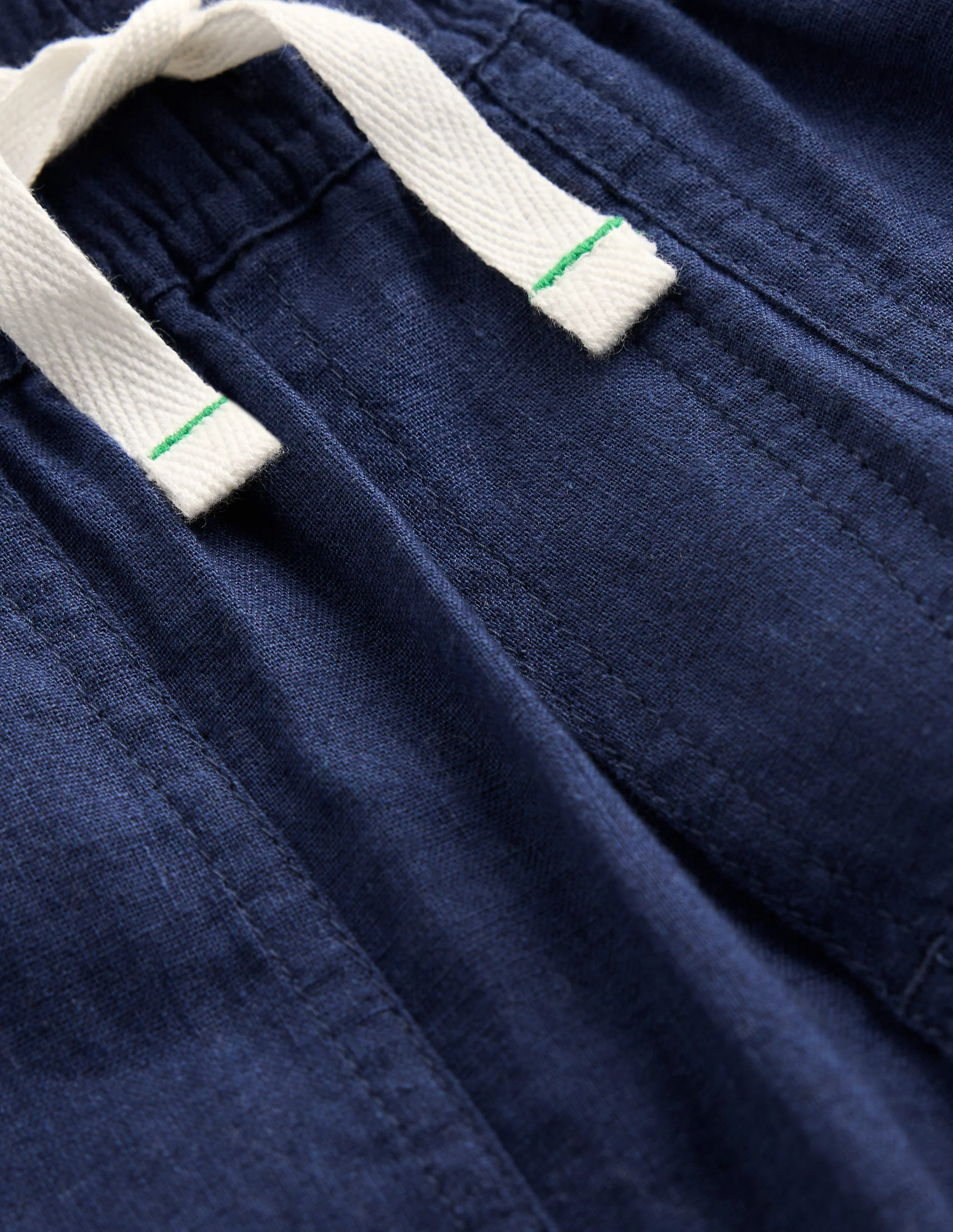 Cotton Linen Pull-On Pants-Navy - Image 3