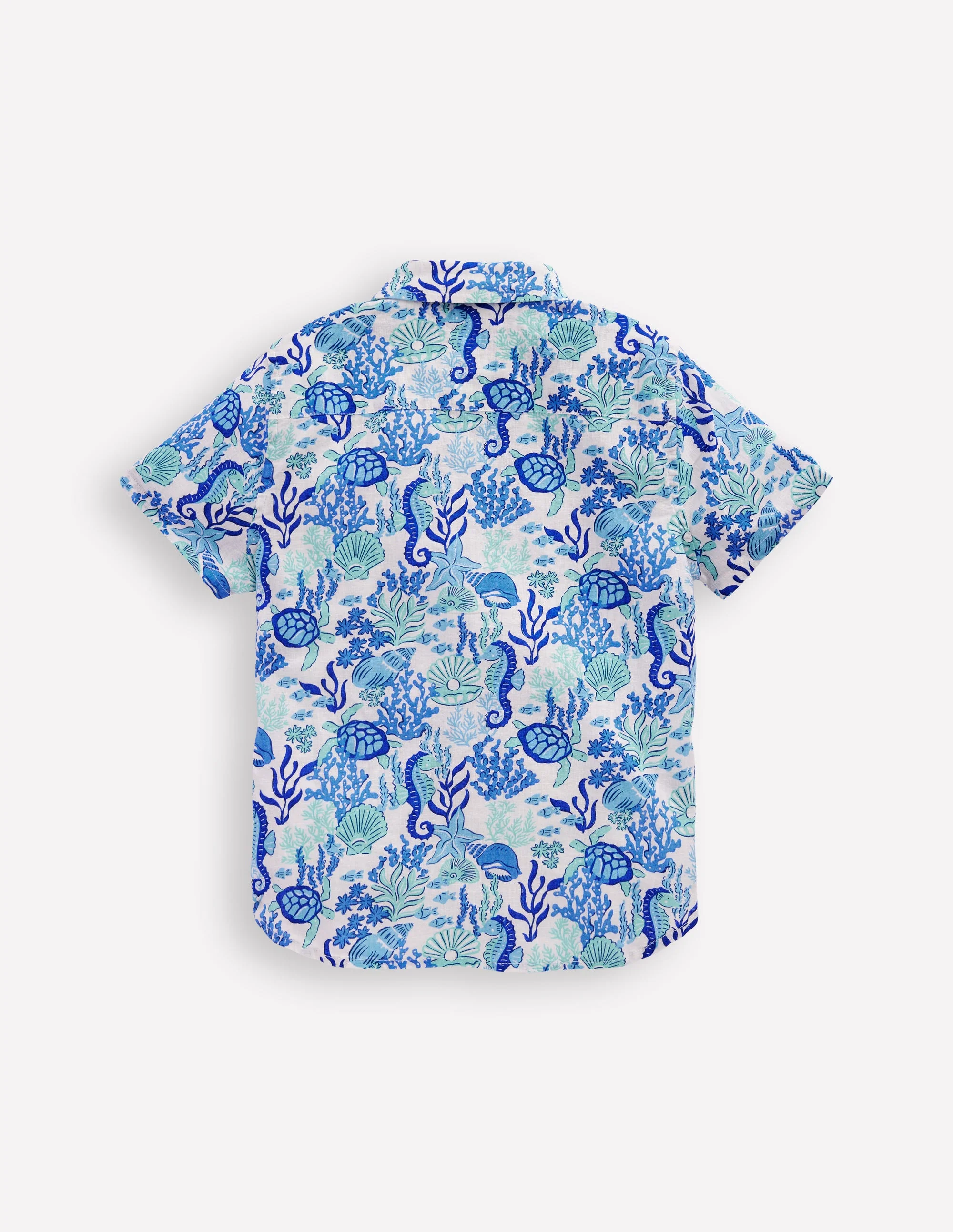 Cotton Linen Shirt-Blue Coral Cove - Image 2