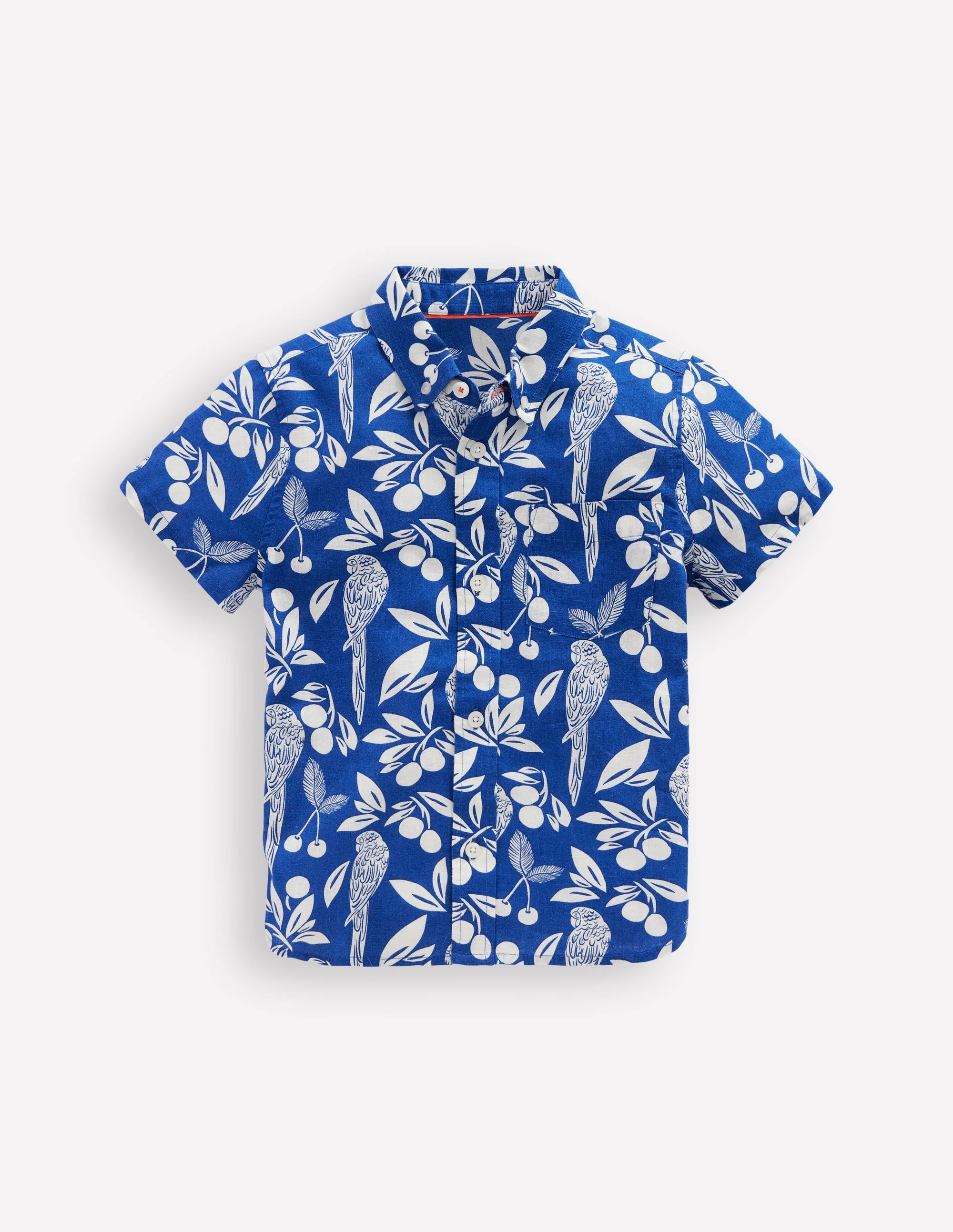 Cotton Linen Shirt-Blue Parrot Palm - Image 5