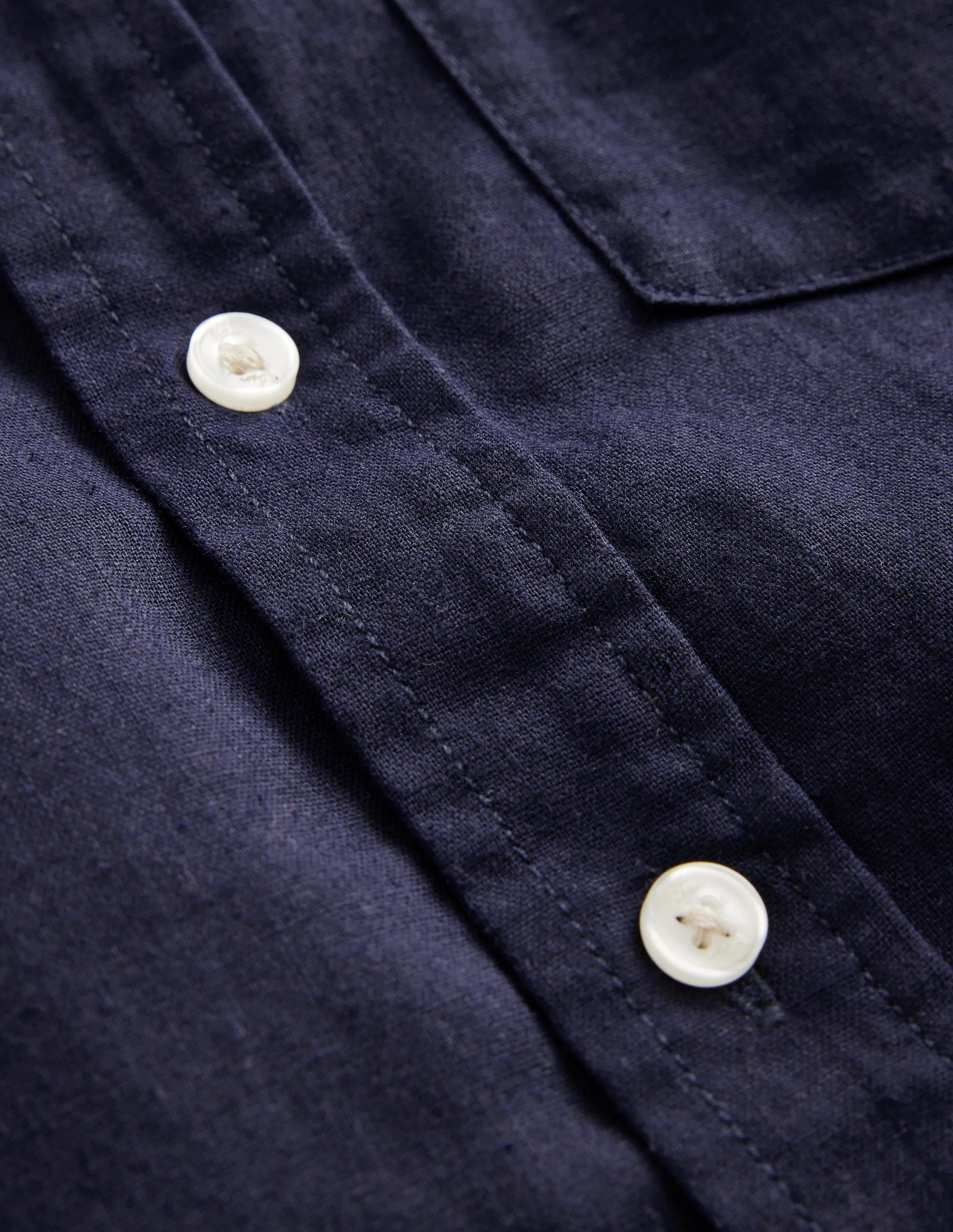 Cotton Linen Shirt-Navy - Image 3