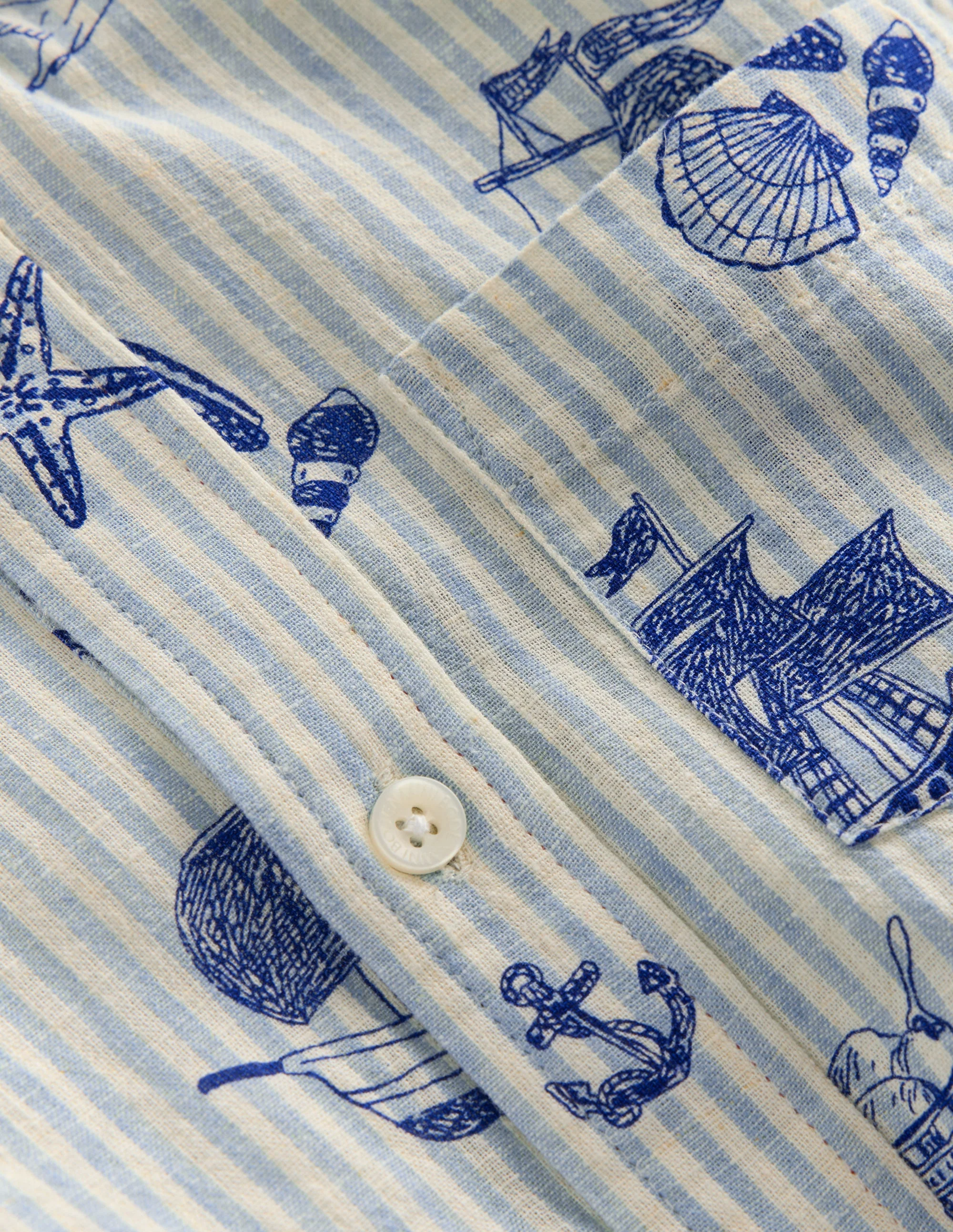 Cotton Linen Shirt-Stripe Seaside - Image 3