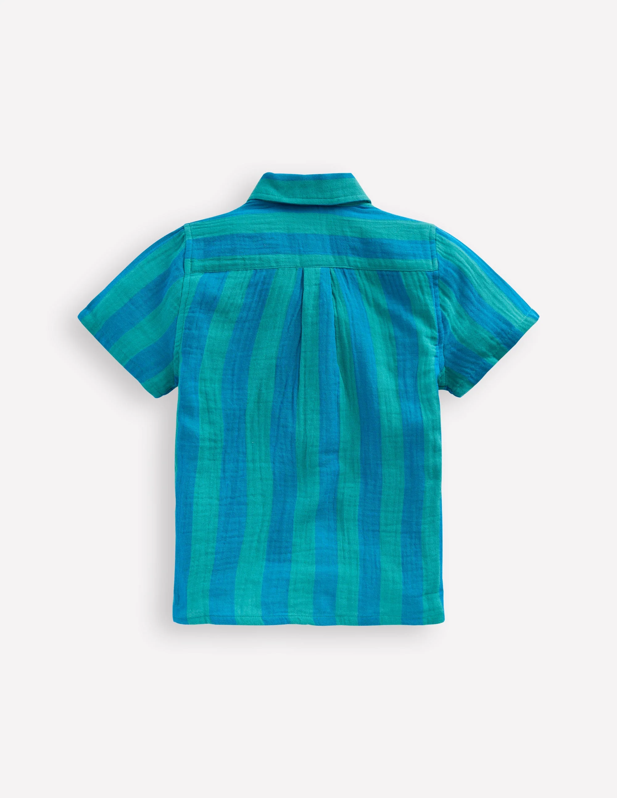 Double Cloth Shirt-Green and Blue Stripe - Image 3