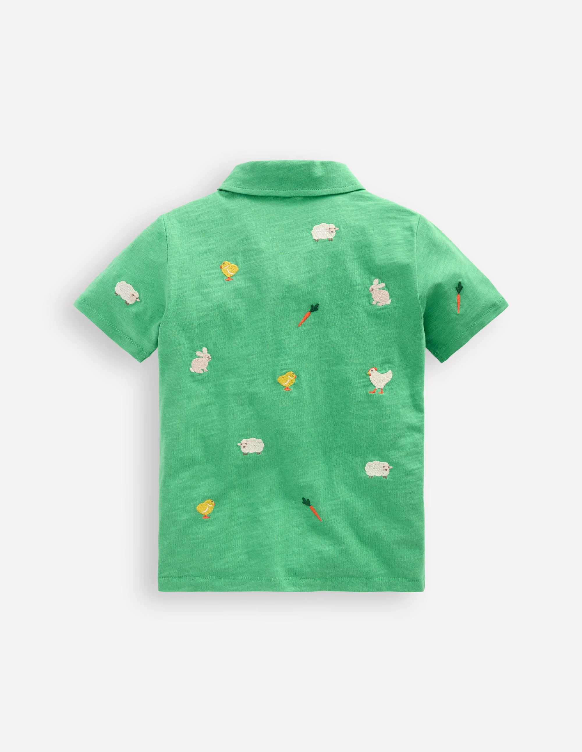 Embroidered Slub Polo Shirt-Easter Multi Embroidery - Image 2