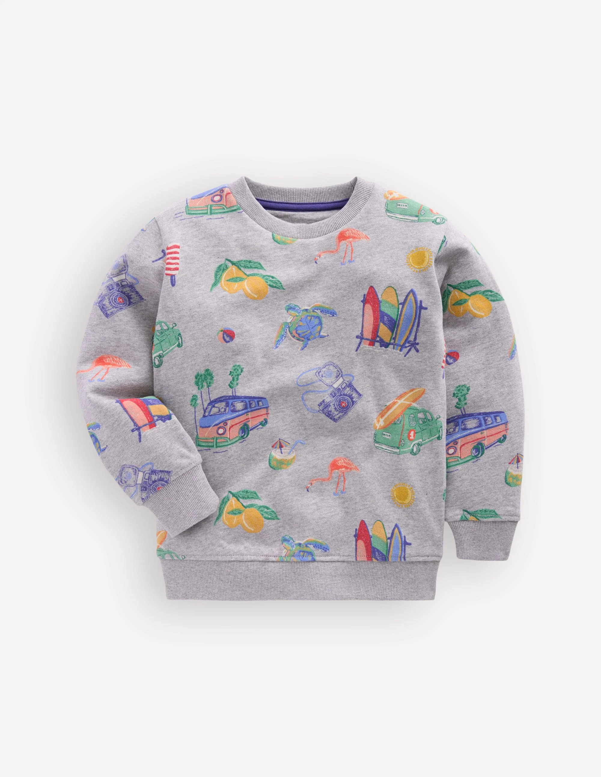 Everyday Printed Sweatshirt-Grey Marl Sketchy Holiday