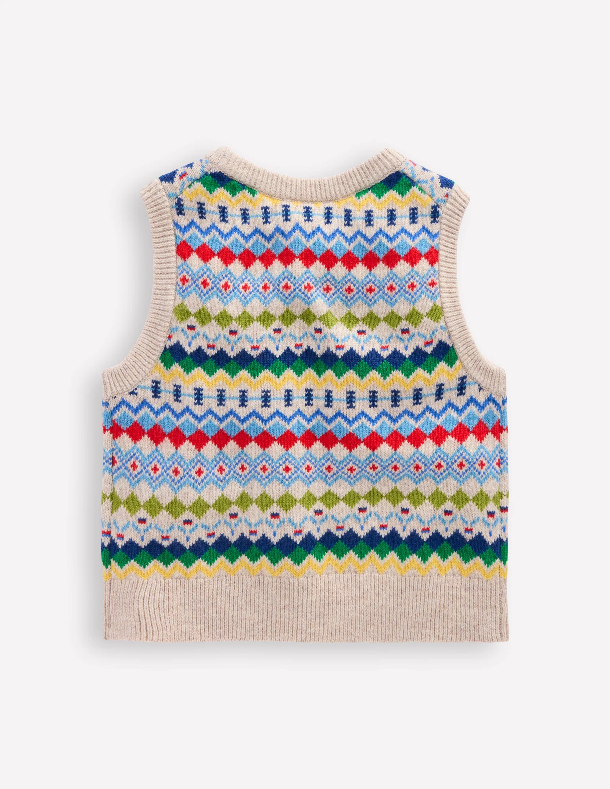 Fair Isle Sweater Vest-Oatmeal Marl Fair Isle - Image 2