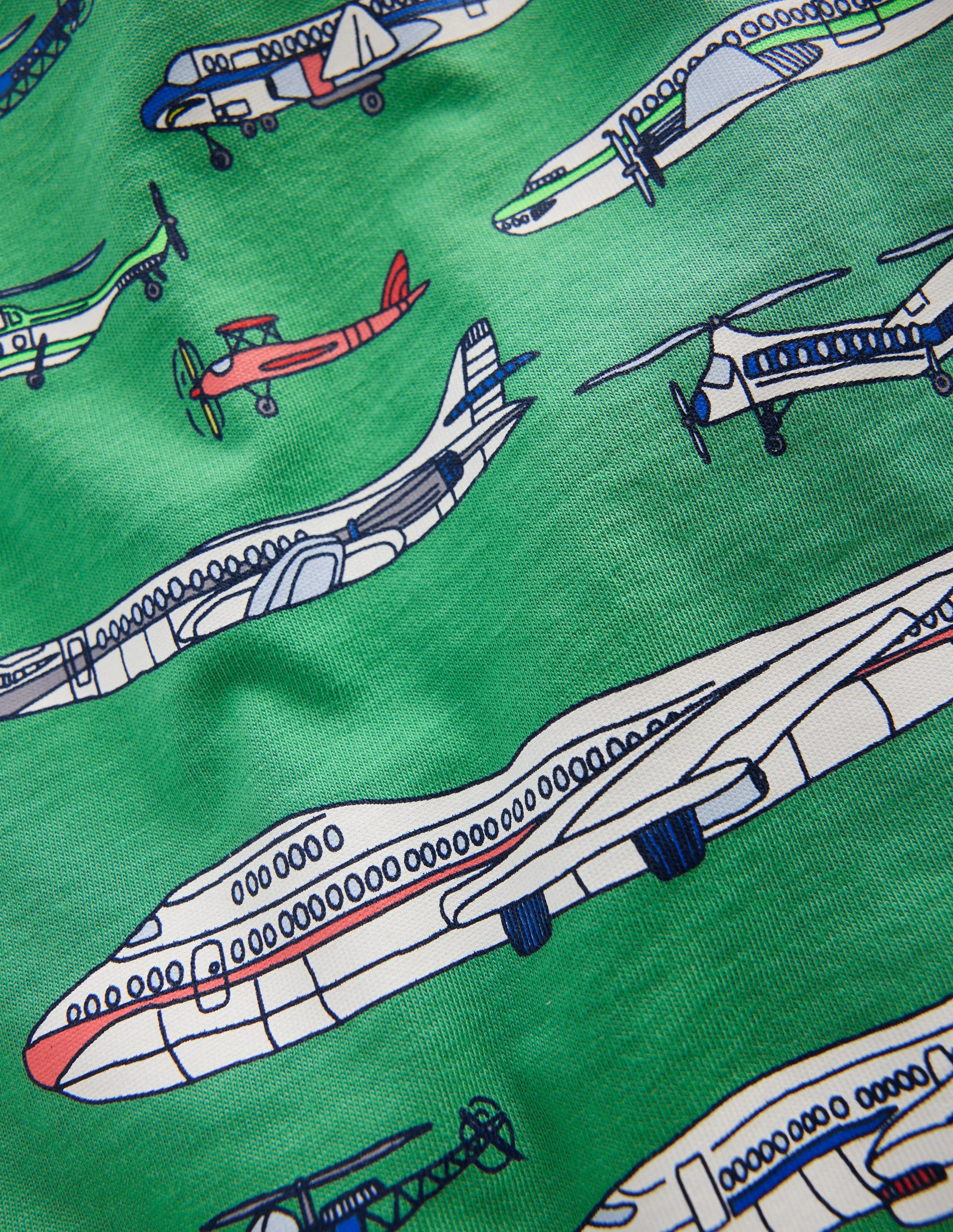 Front & Back Graphic T-shirt-Bright Green Aviation Vehicles - Image 3