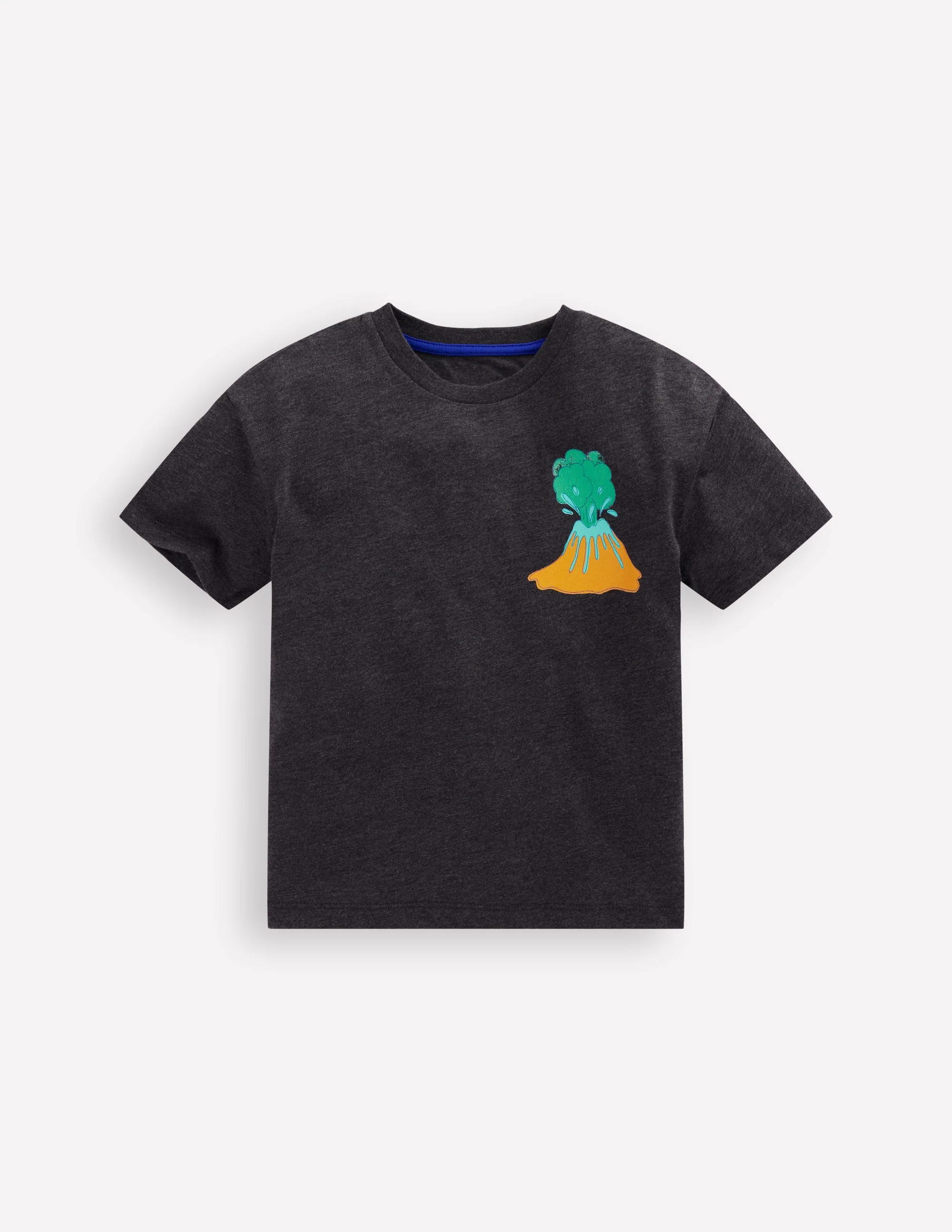 Front & Back Graphic T-shirt-Charcoal Volcanoes