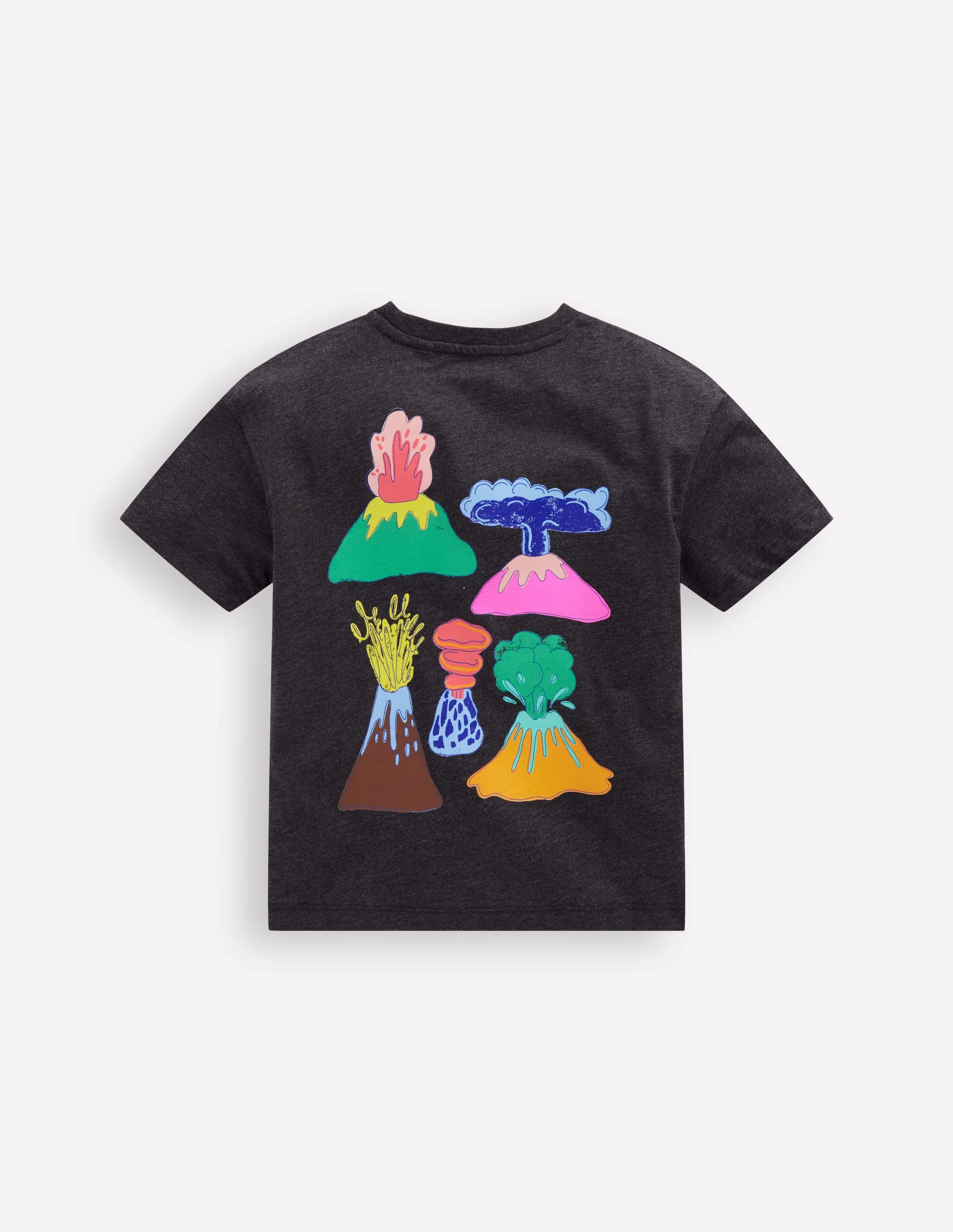 Front & Back Graphic T-shirt-Charcoal Volcanoes - Image 2