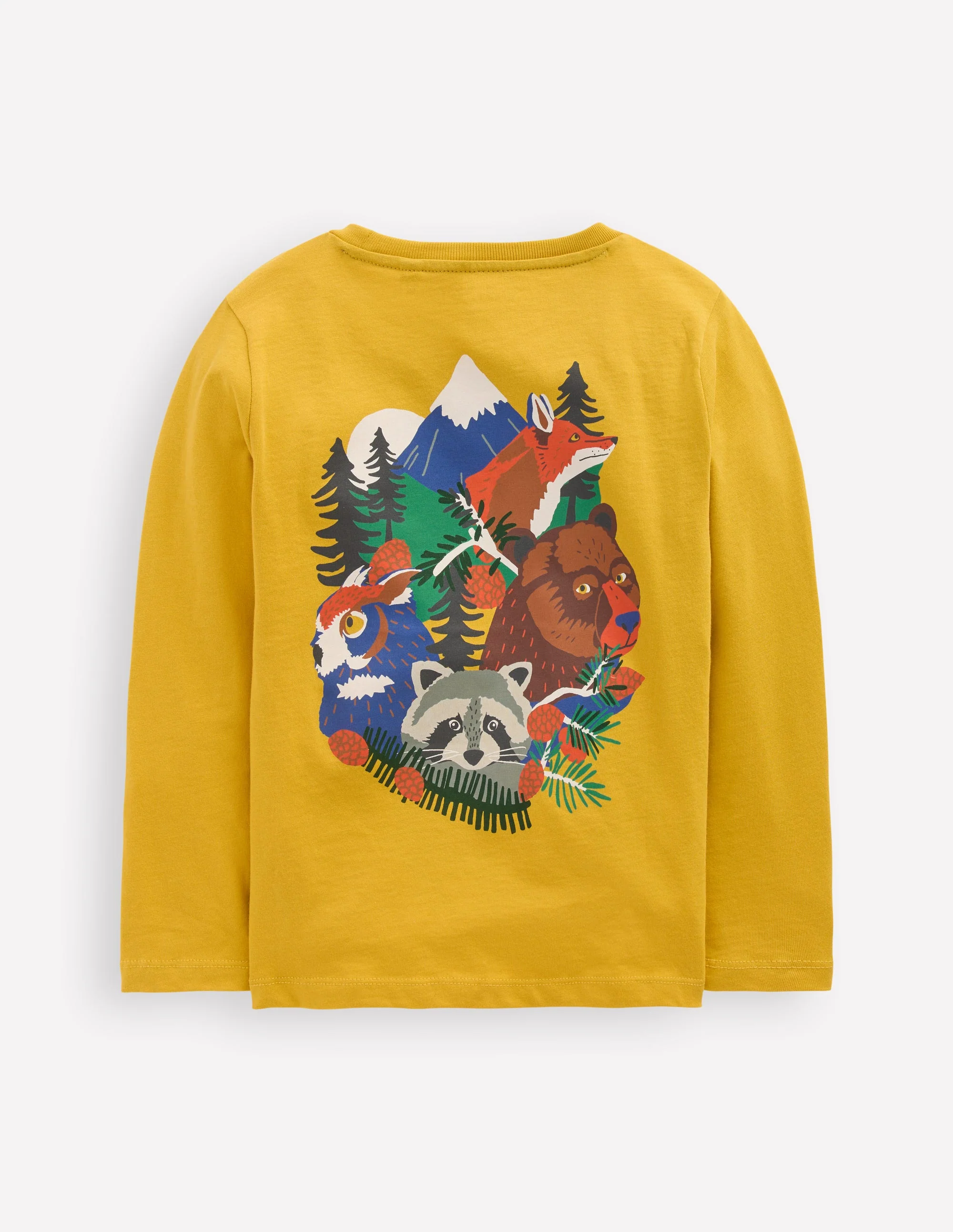Front & Back Printed T-shirt-Oil Yellow Mountain Animals - Image 2