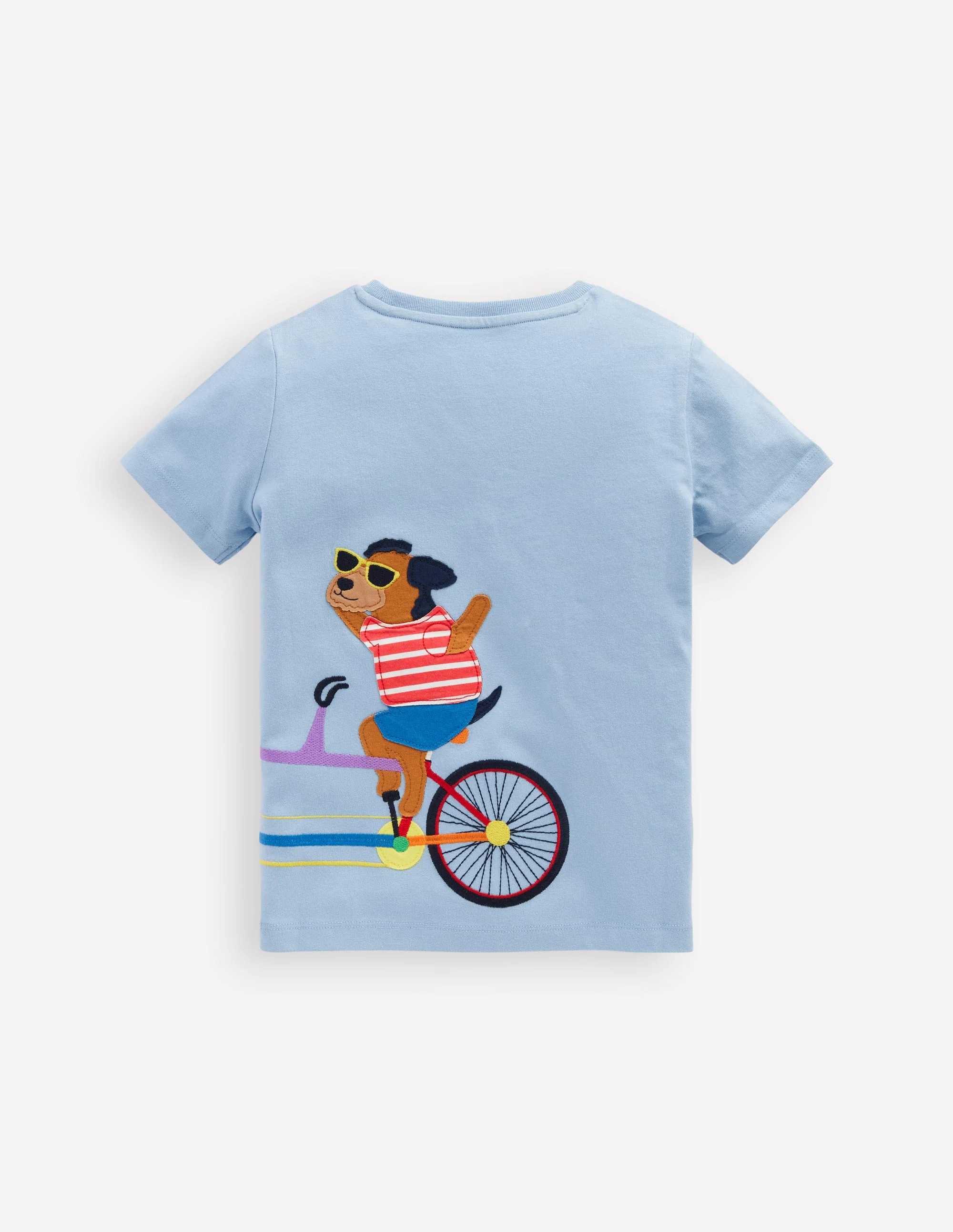 Fun Graphic T-shirt-Vintage Blue Dogs on a Bike - Image 2
