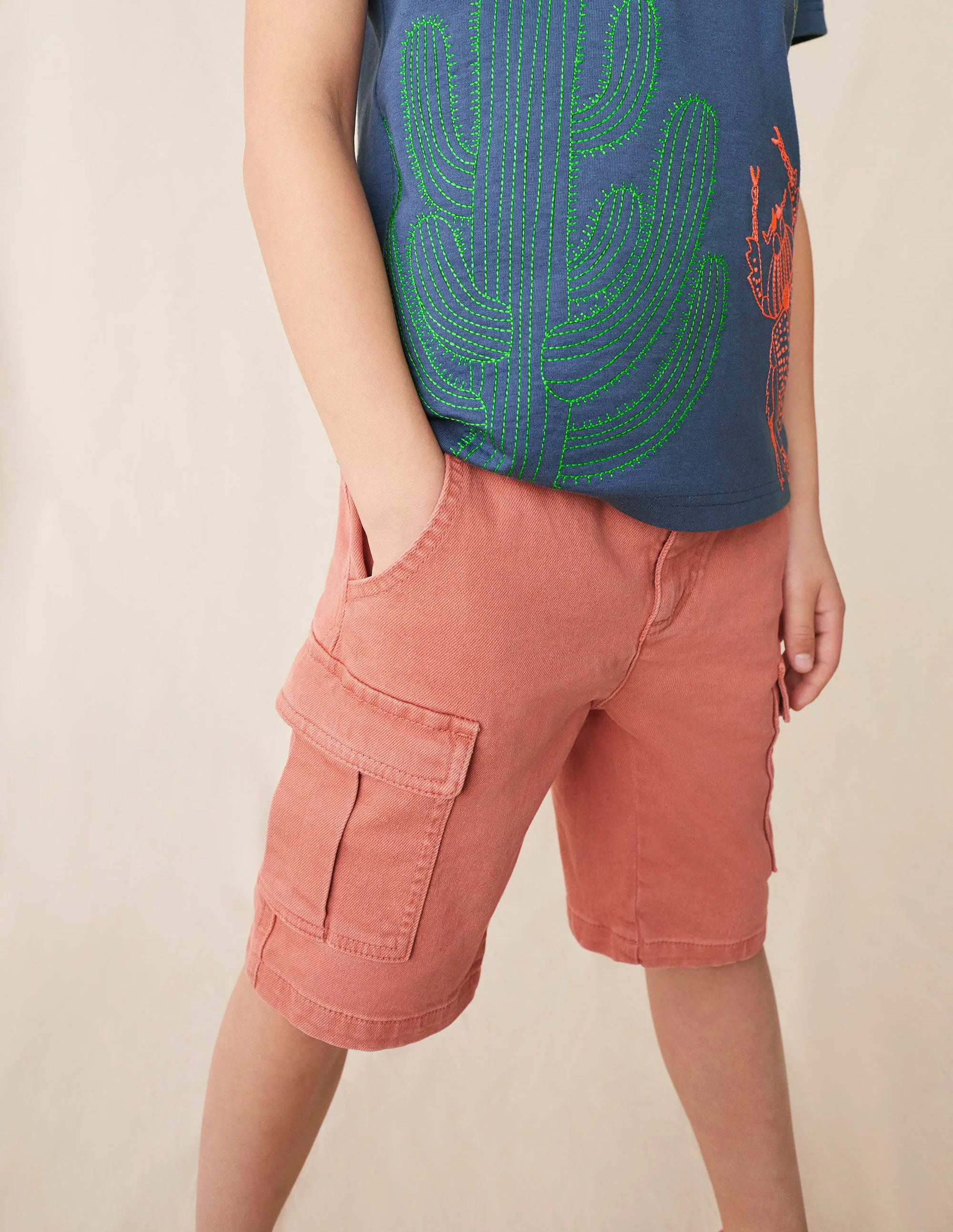 Garment Dye Cargo Shorts-Washed Jam Red - Image 4