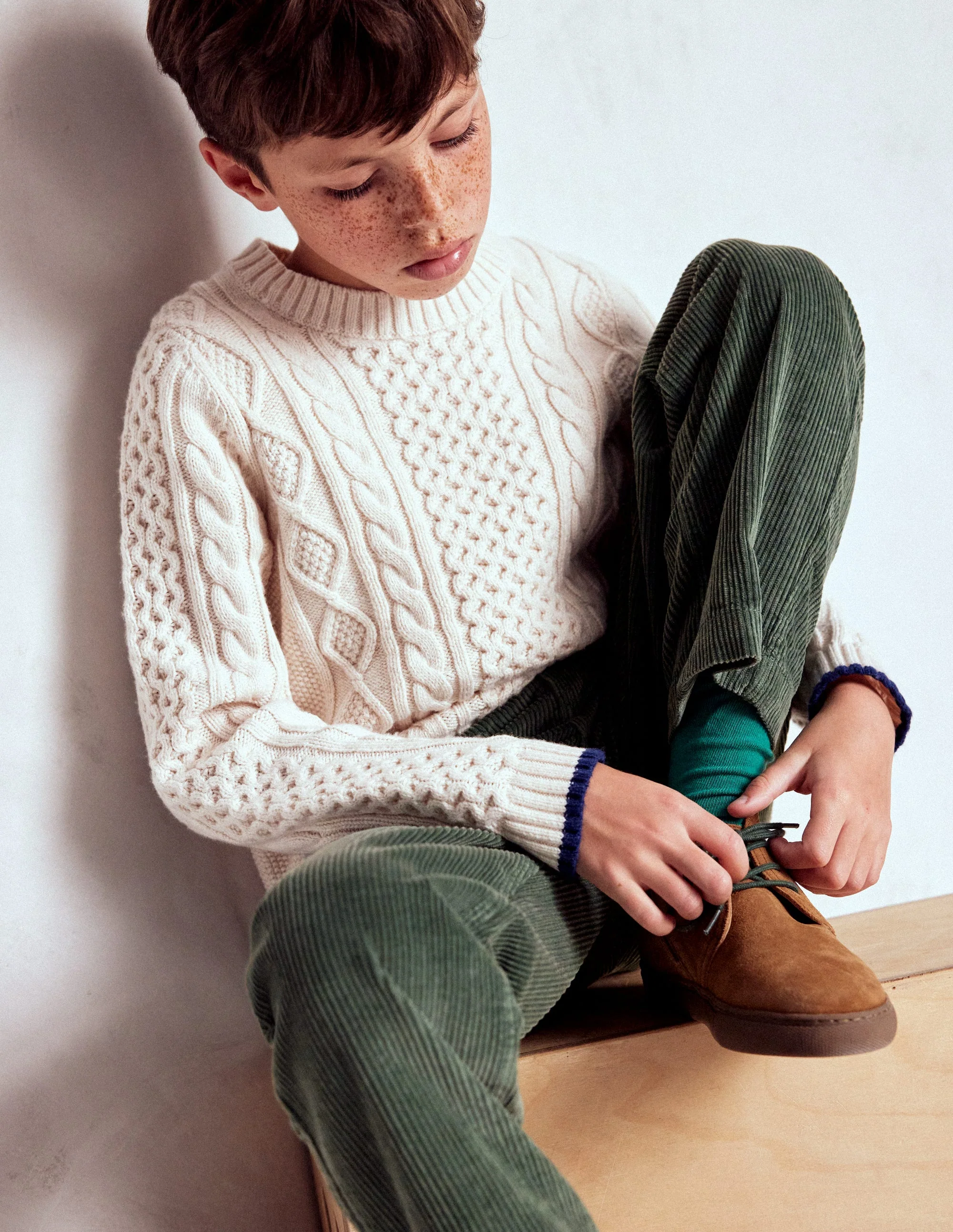 Heritage Cable Sweater-Ecru Marl - Image 3