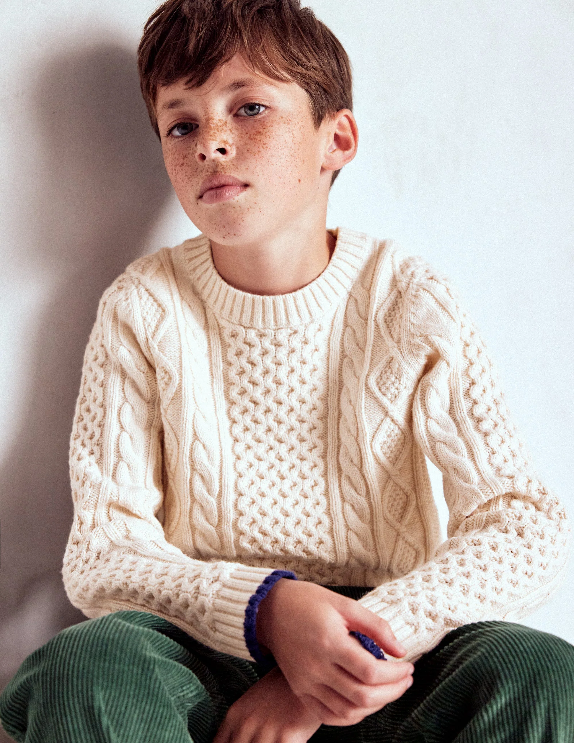 Heritage Cable Sweater-Ecru Marl - Image 5