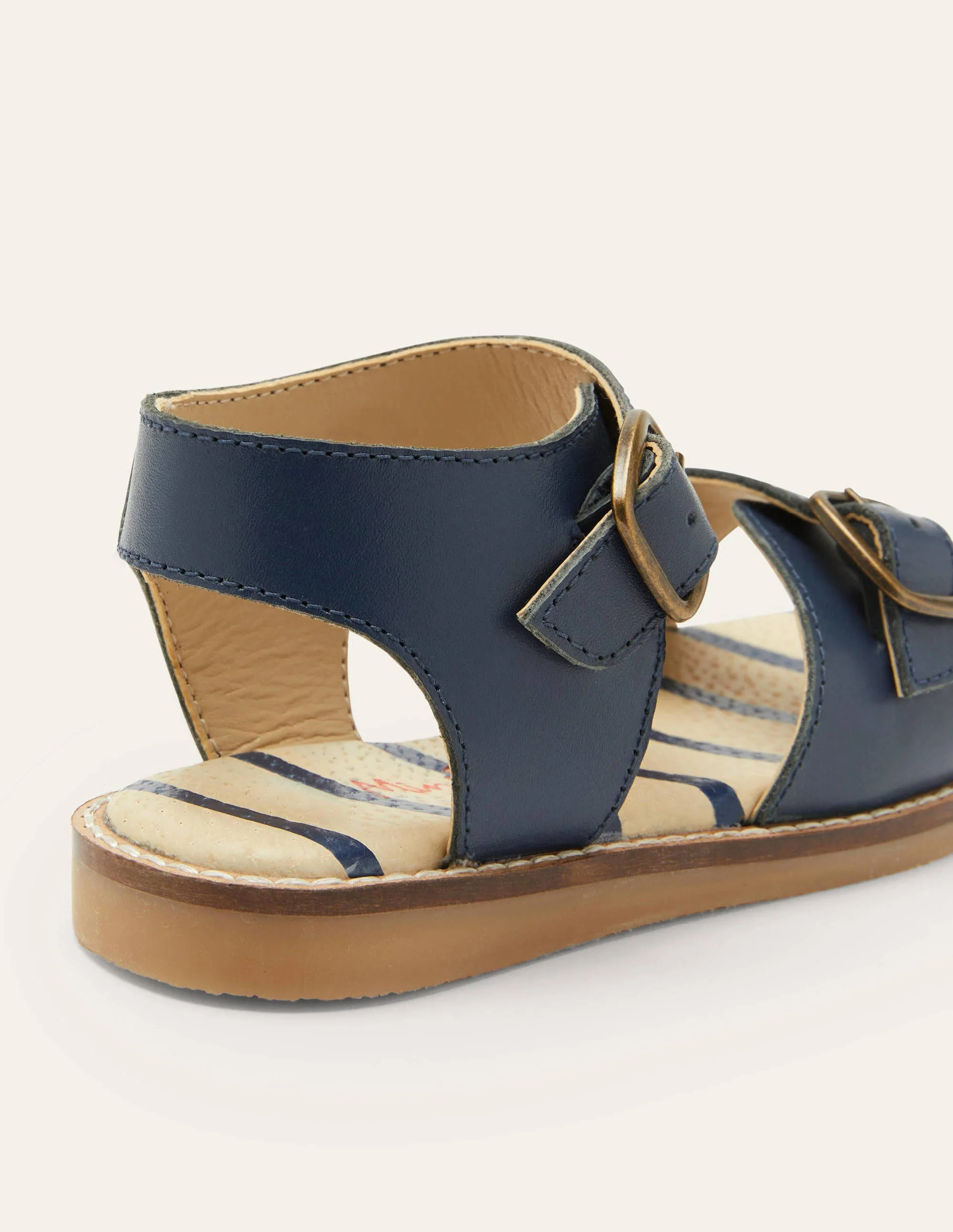 Leather Buckle Sandals-Navy Blue - Image 3