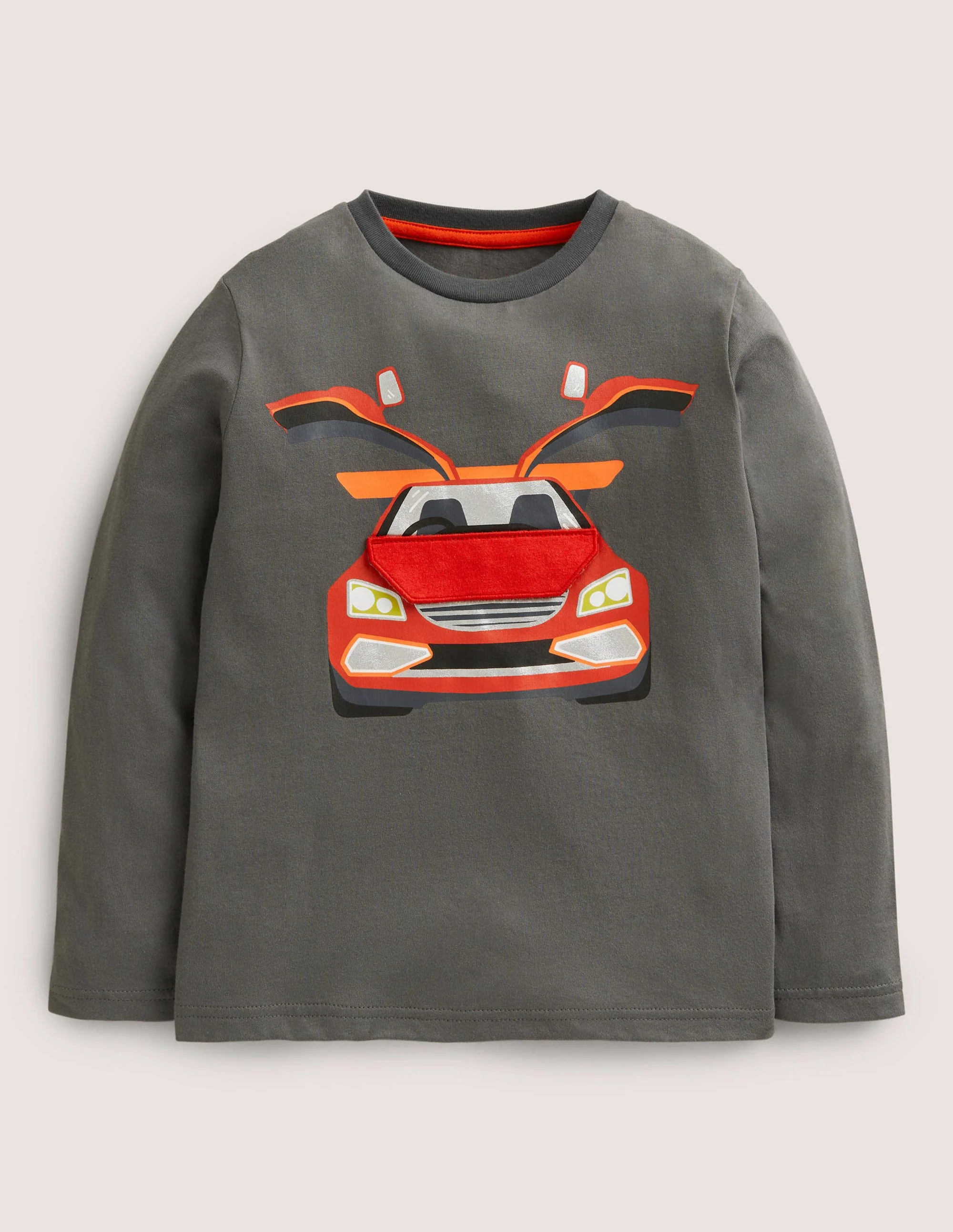 Lift-the-Flap Appliqué T-shirt-Smoke Grey Car
