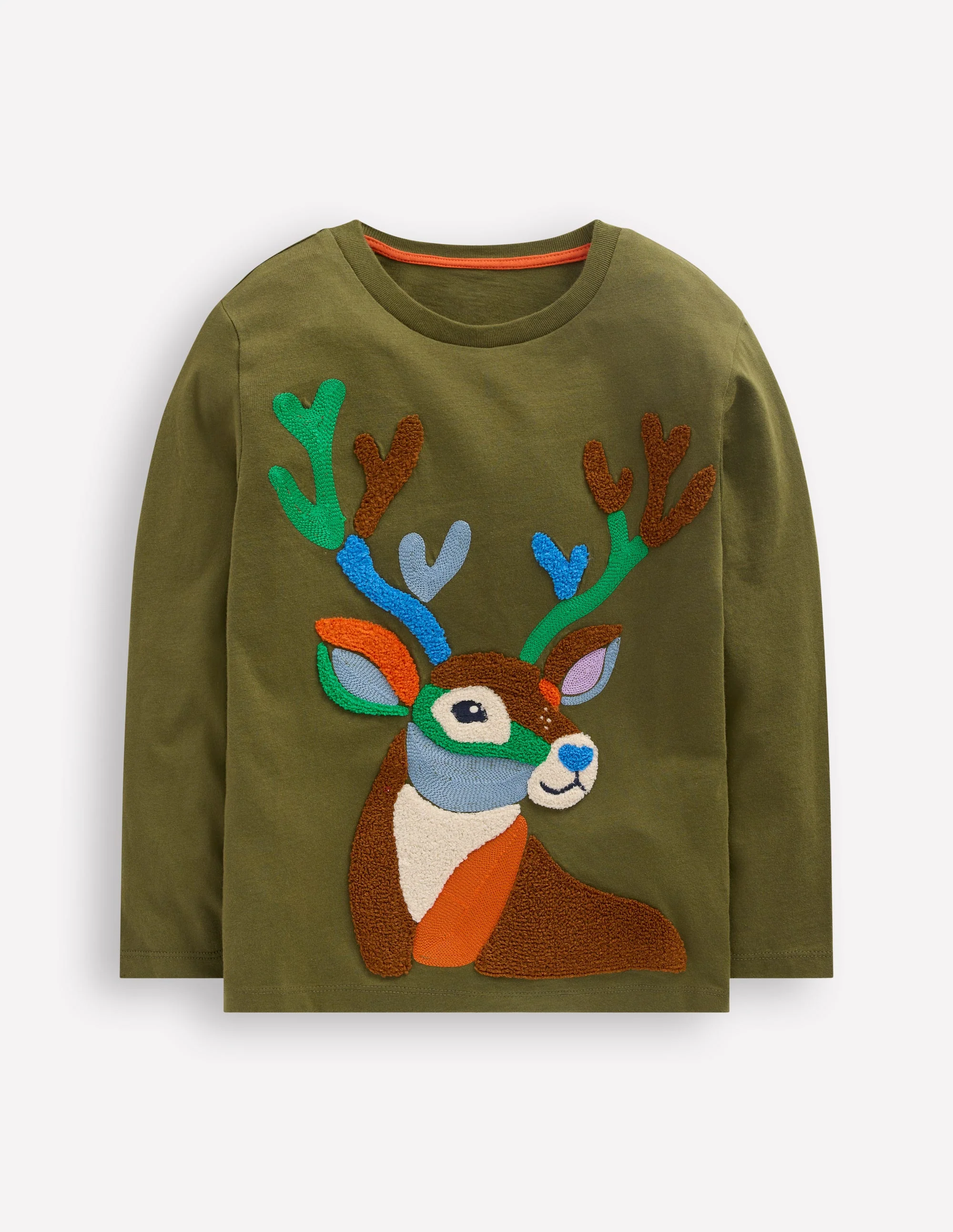 Long Sleeve Bouclé T-shirt-Winter Moss Deer