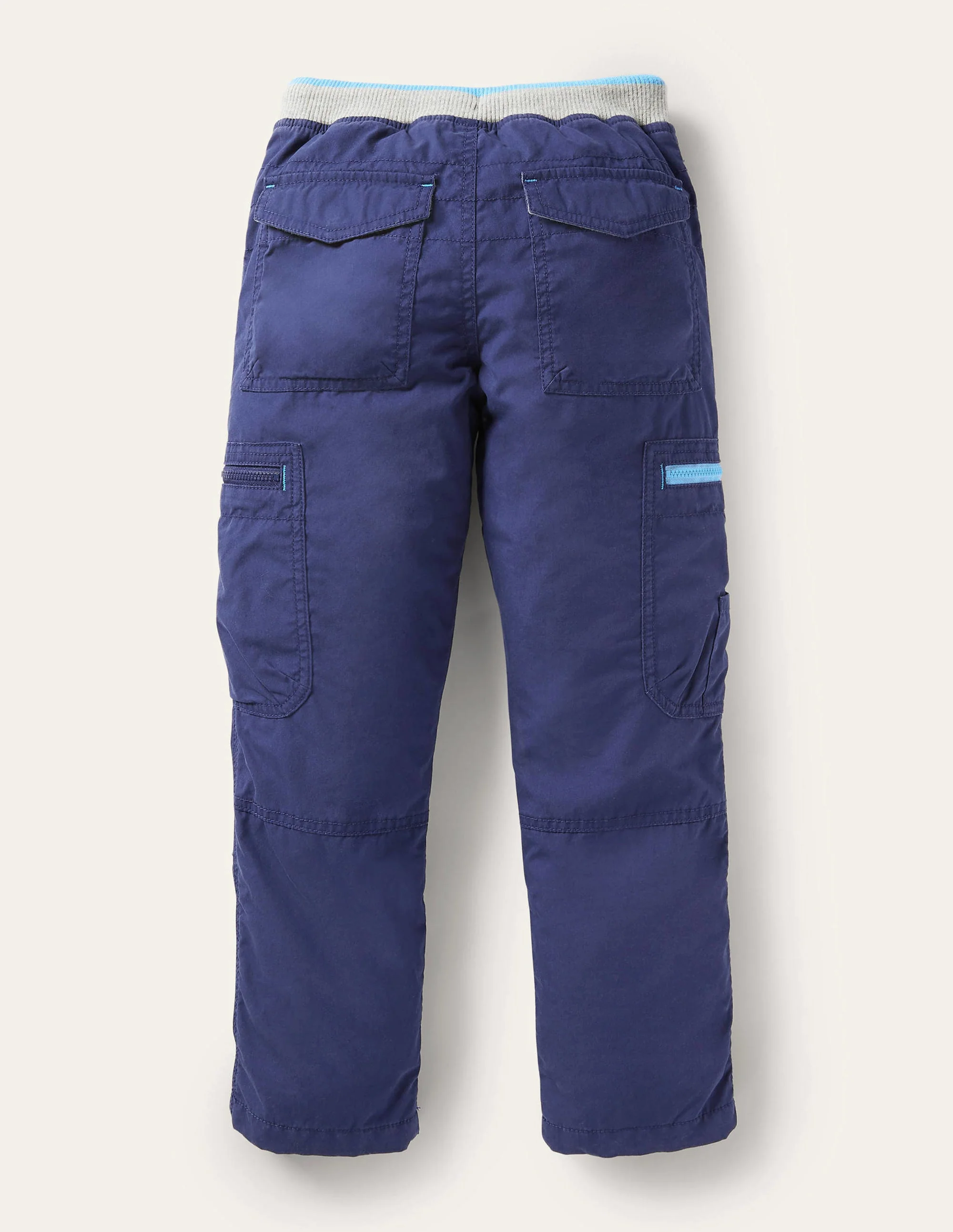 Navy Draw String Cargo Pants-College Navy - Image 2