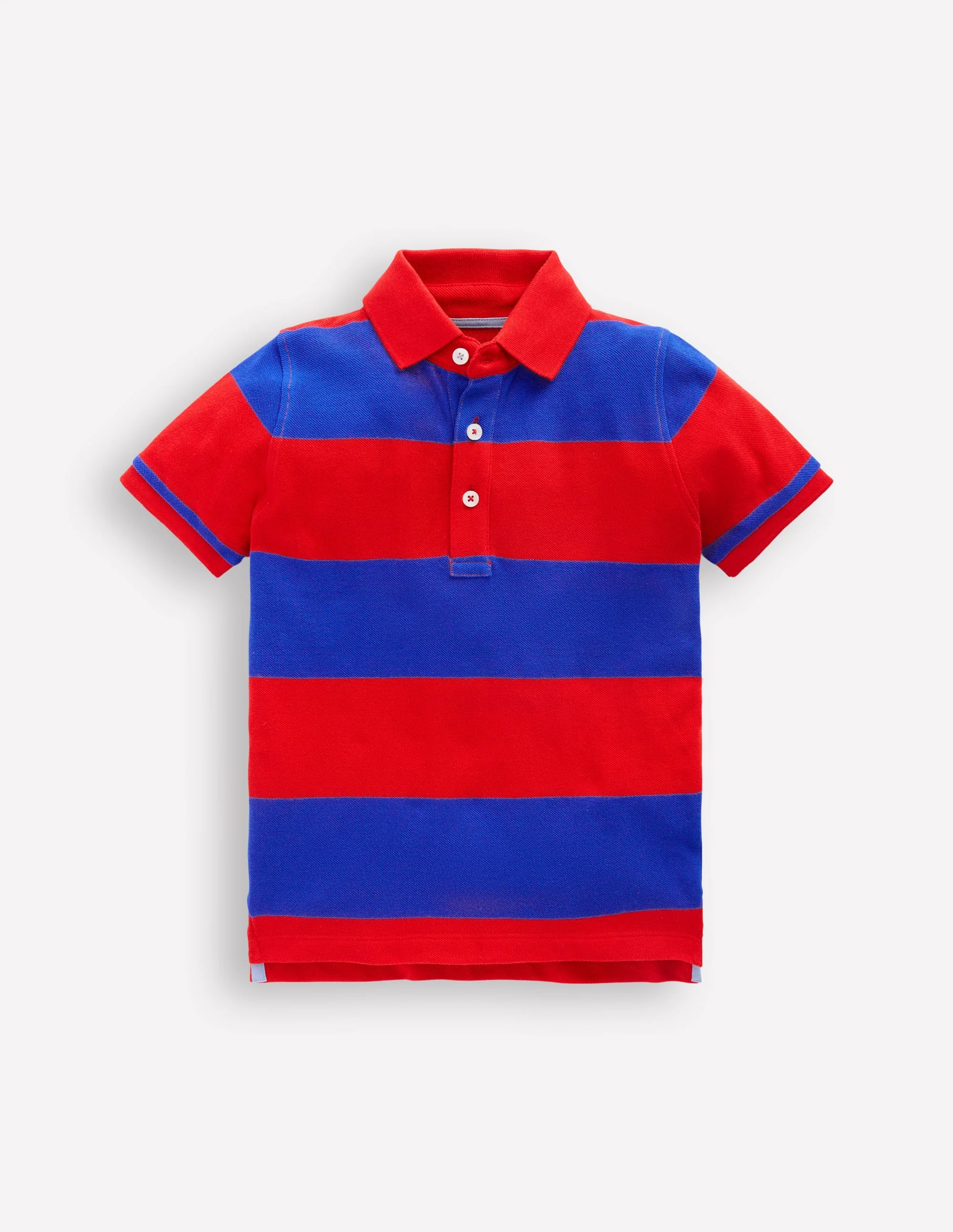 Piqué Polo Shirt-Poppy Red/ Gallery Blue Stripe
