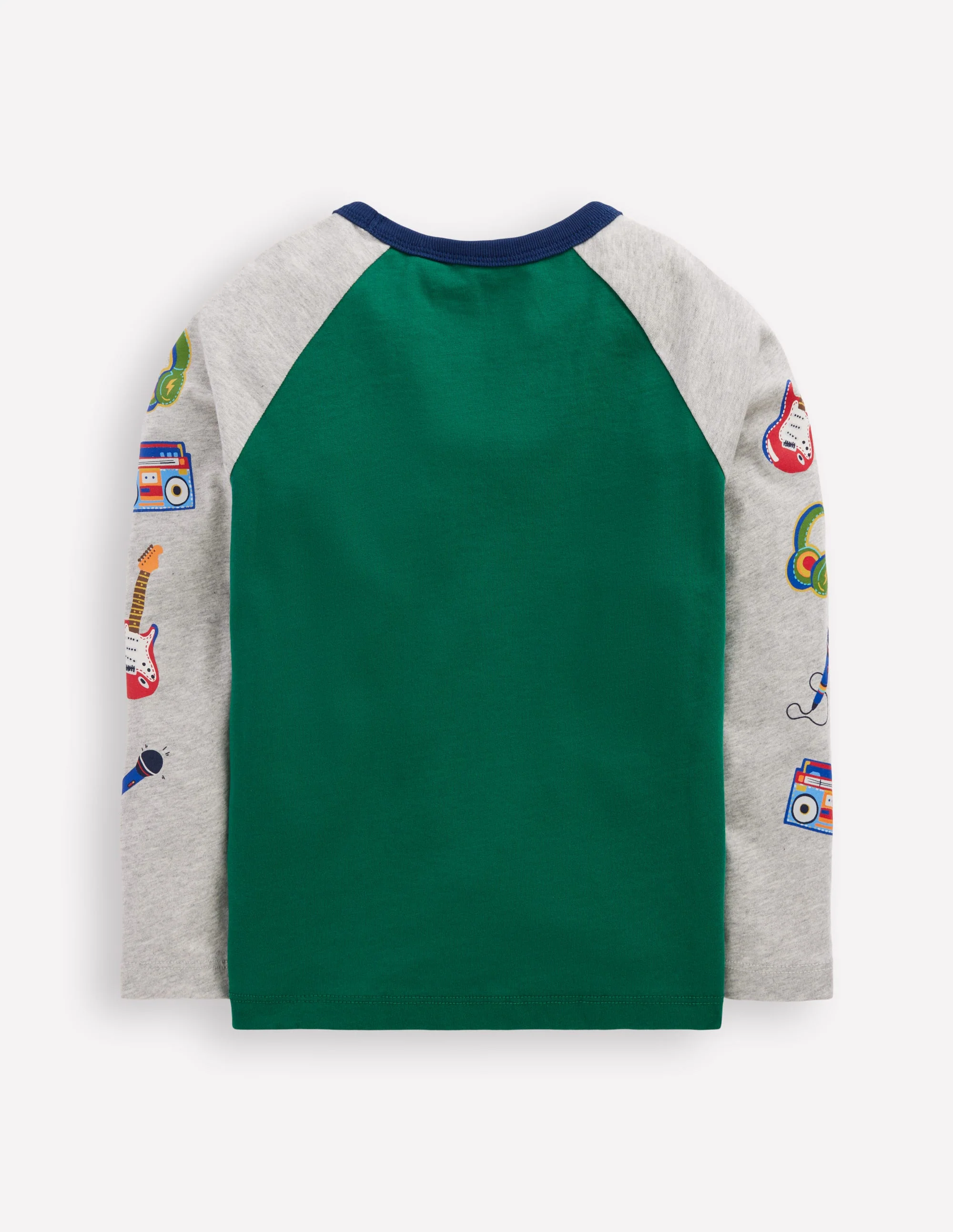 Printed Sleeve Raglan T-shirt-Green Weekend Print - Image 2