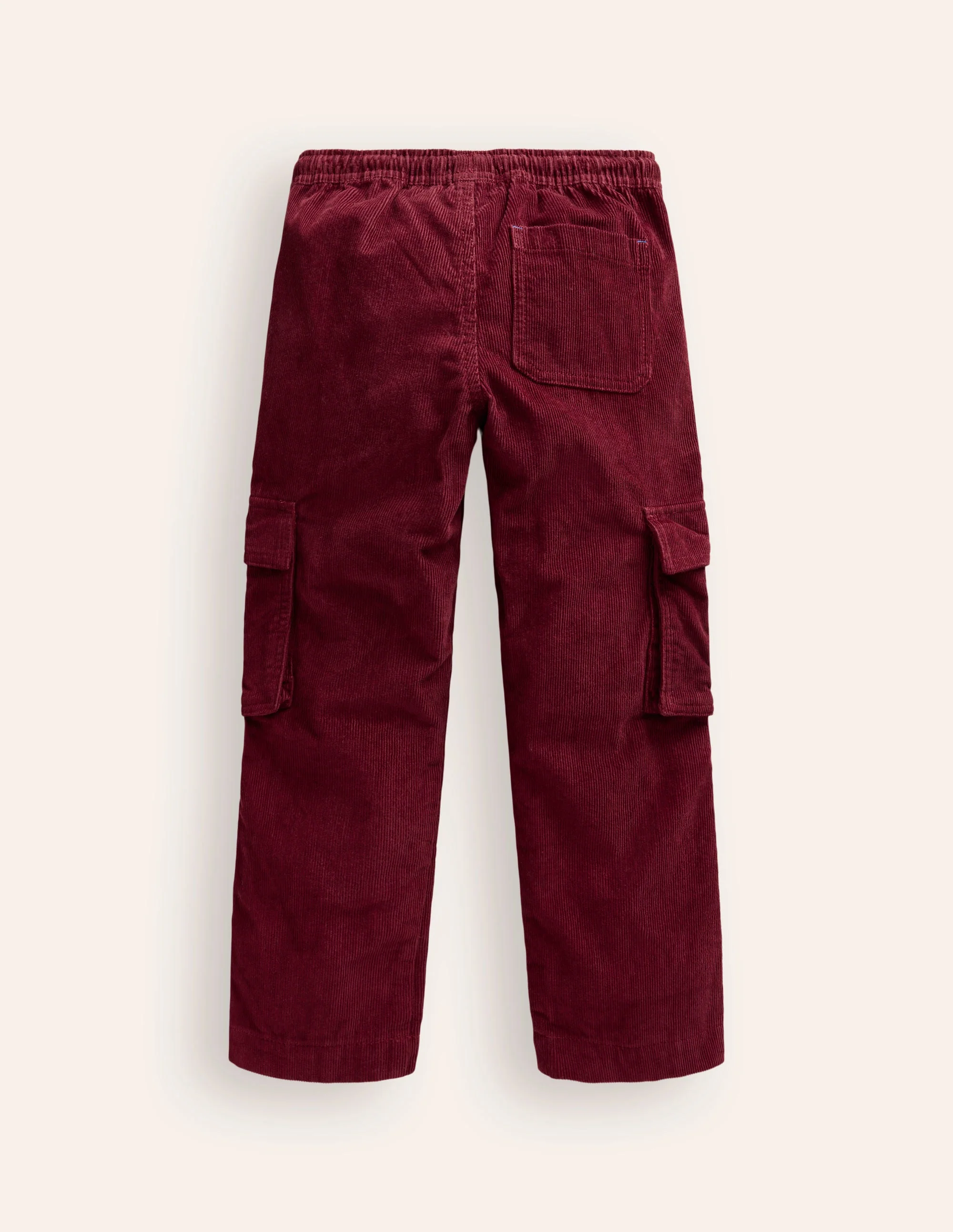 Pull-on Cord Cargo Pants-Dark Ruby Red - Image 2