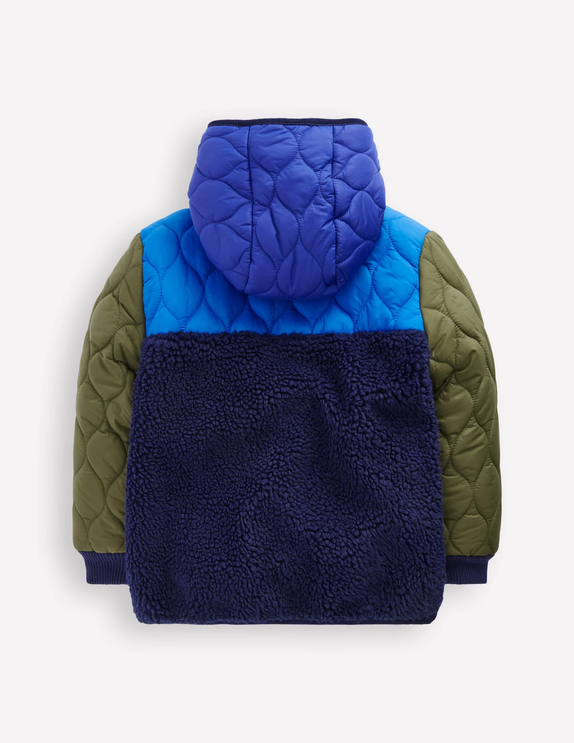 Quilted Borg Jacket-Classic Khaki Colourblock - Image 5