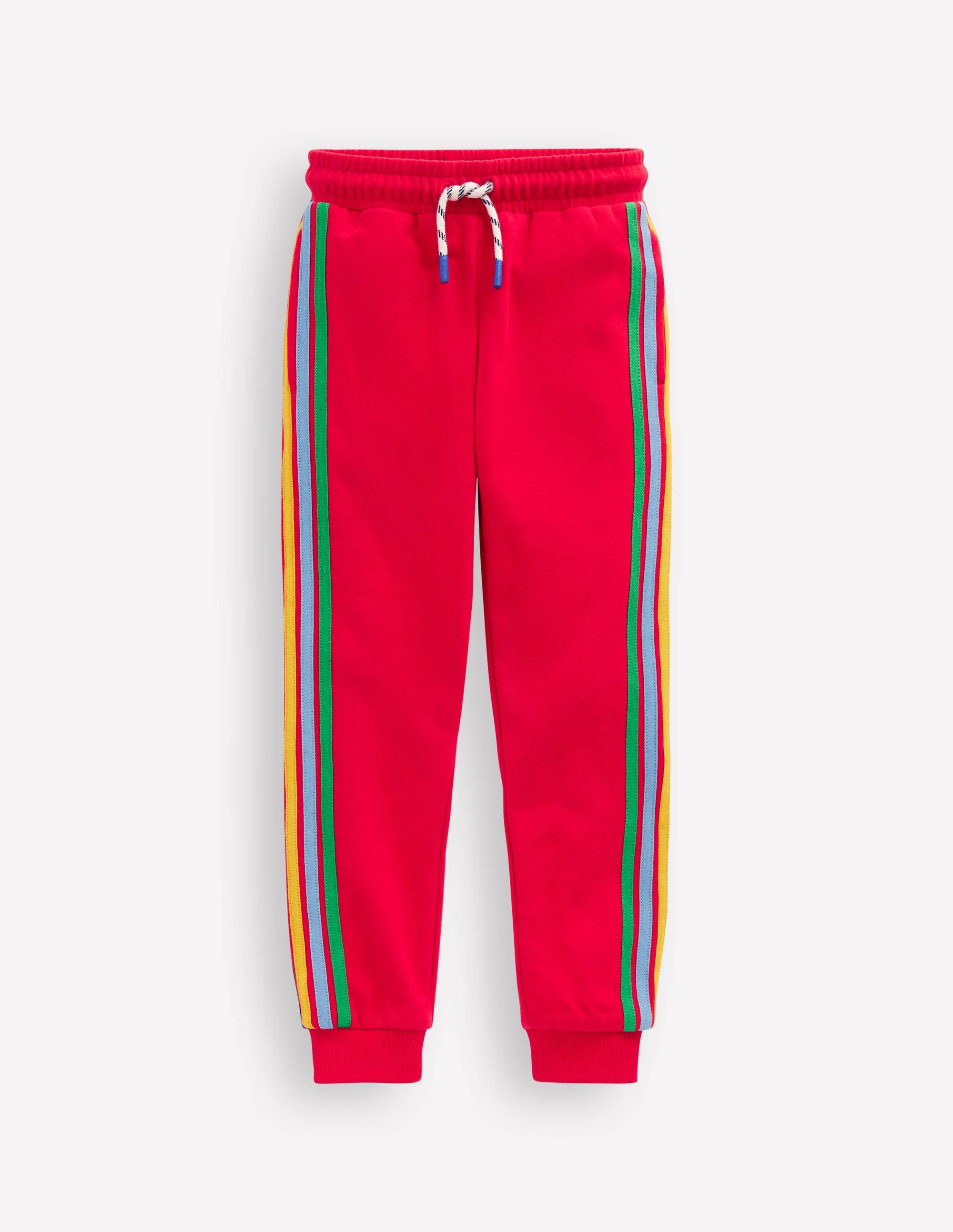 Rainbow Stripe Sweatpants-Poppy Red