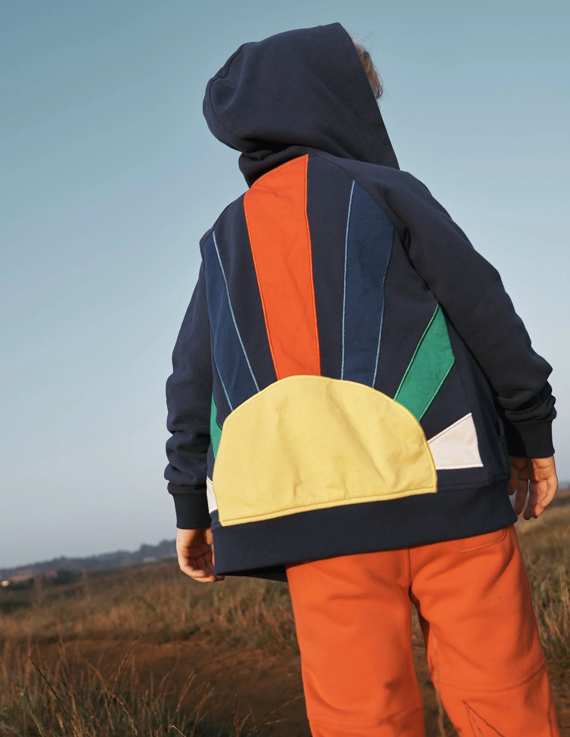 Rainbow Zip-Up Hoodie-Starboard Blue Sun Back - Image 5
