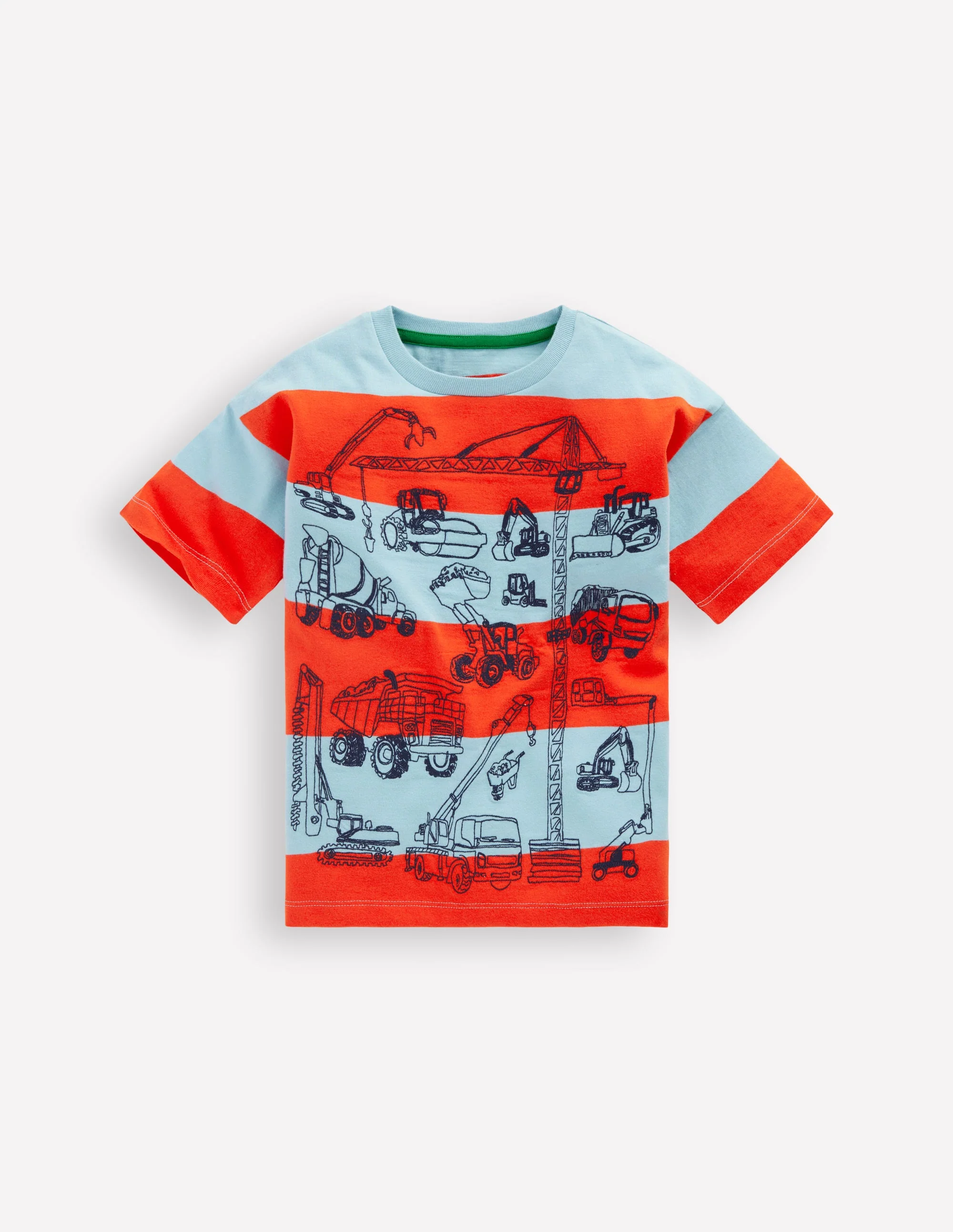 Relaxed Embroidered T-shirt-Construction Vehicles