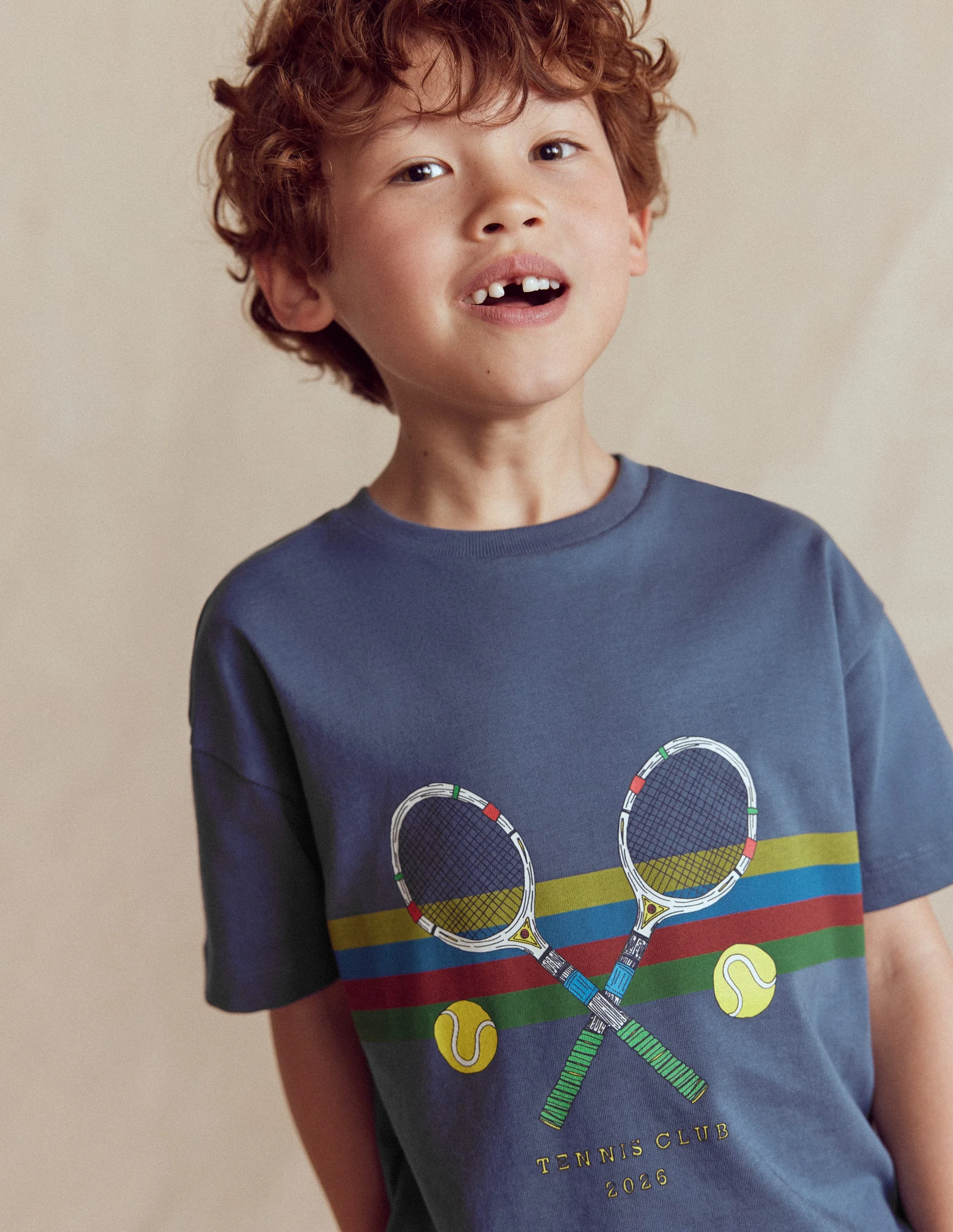 Relaxed Sport Graphic T-shirt-Robot Blue Tennis