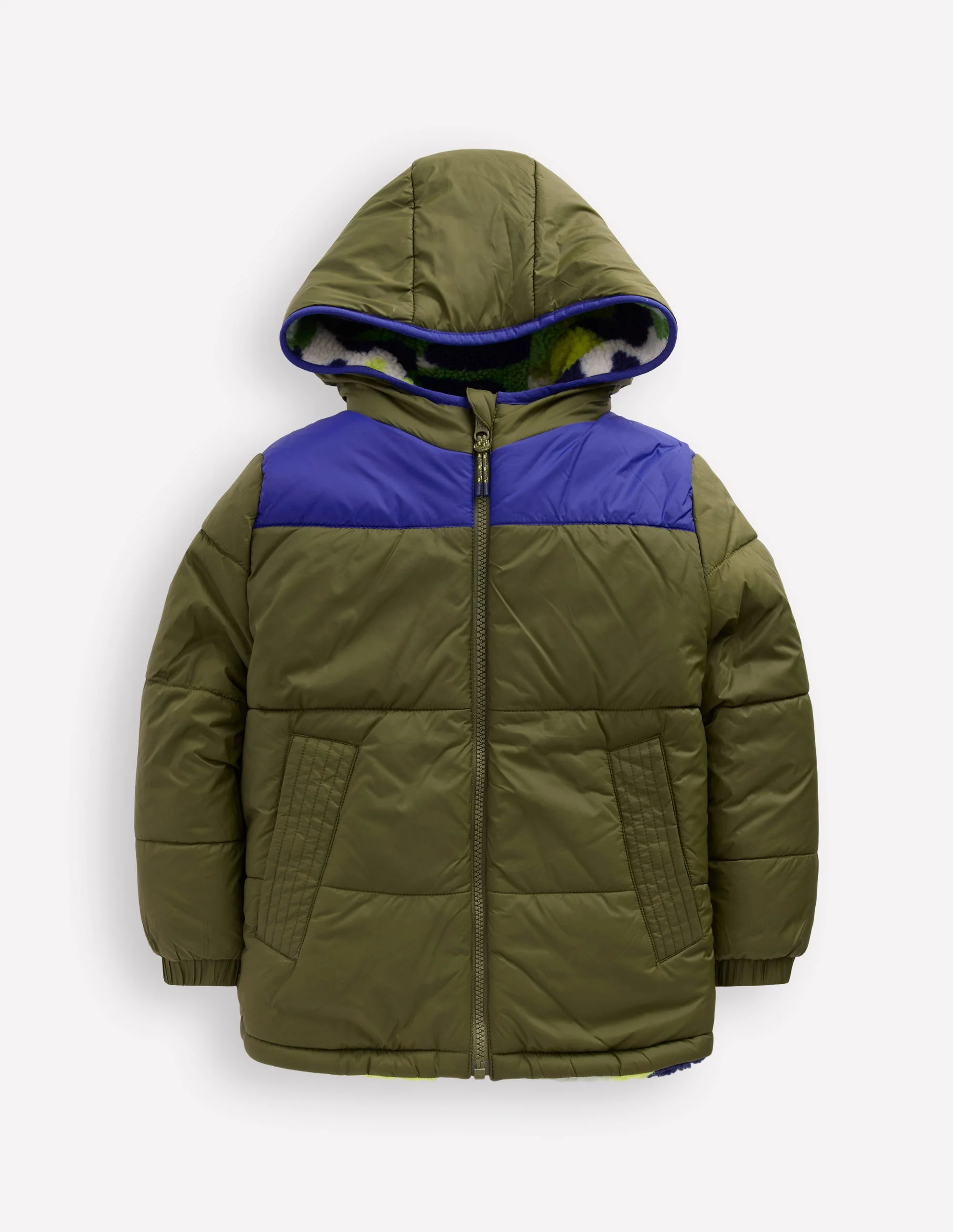Reversible Cosy Borg Jacket-Green Camo