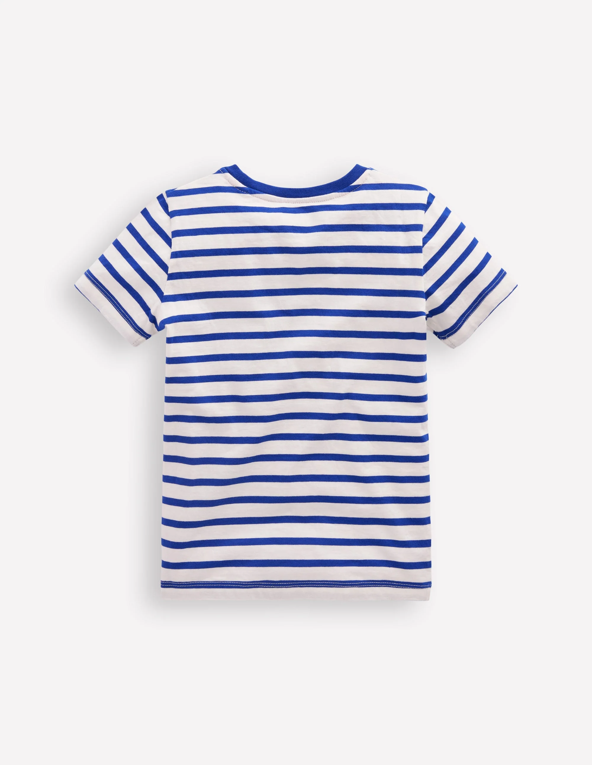 Short Sleeve Appliqué T-shirt-Bright Blue Stripe Fruit Dogs - Image 2