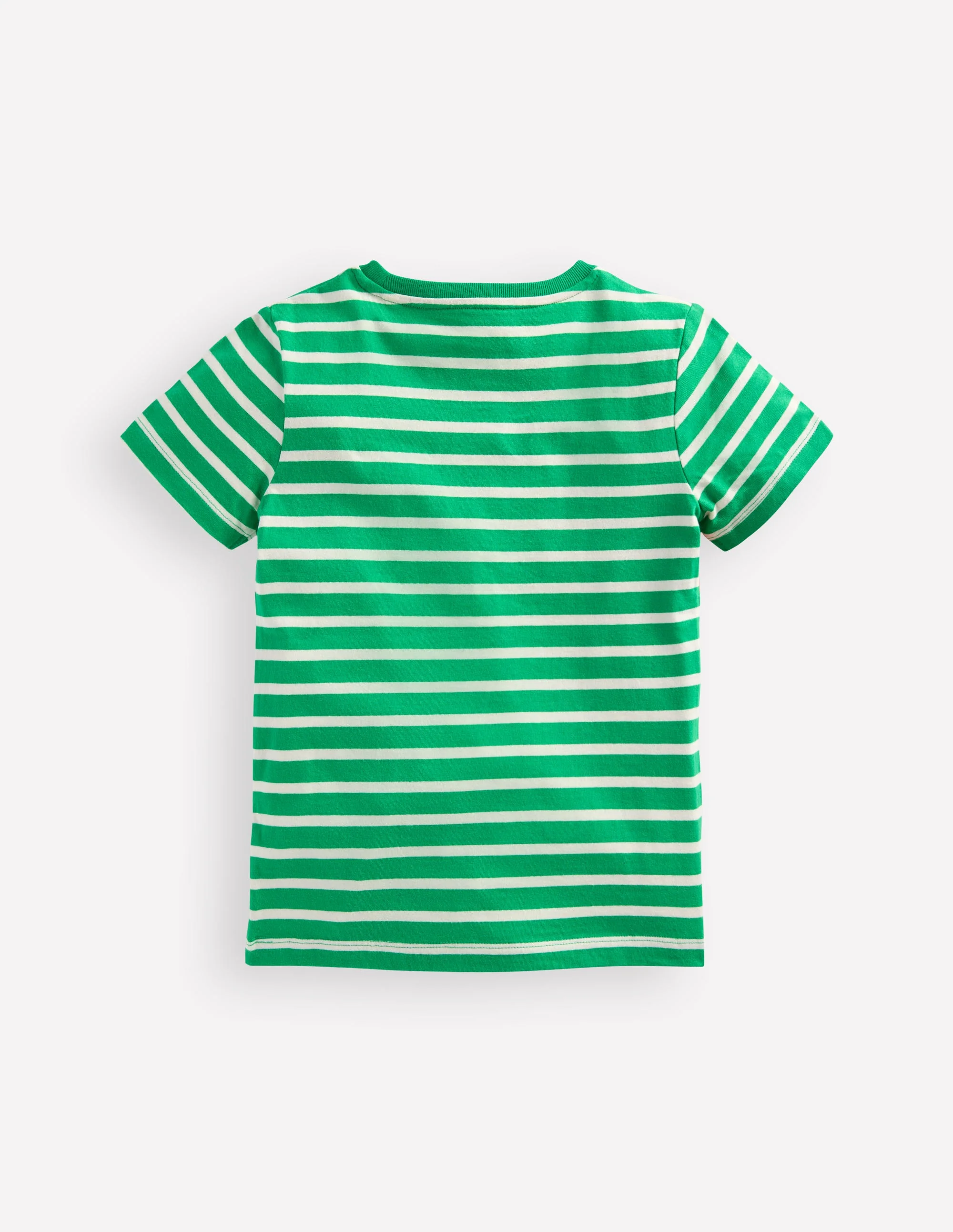 Short Sleeve Appliqué T-shirt-Bright Green Striped Monkeys - Image 2