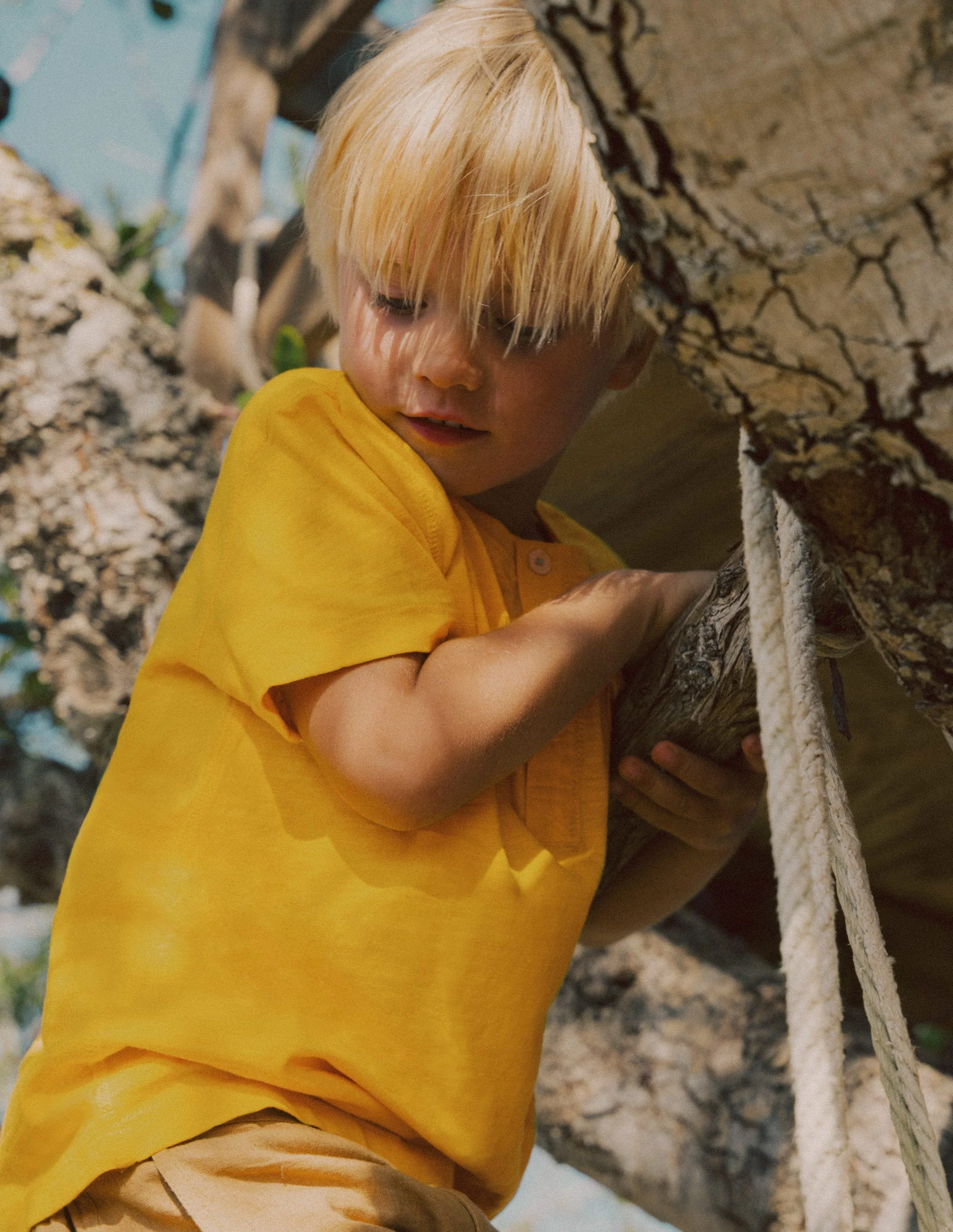 Short Sleeve Henley T-Shirt-Yellow - Image 4