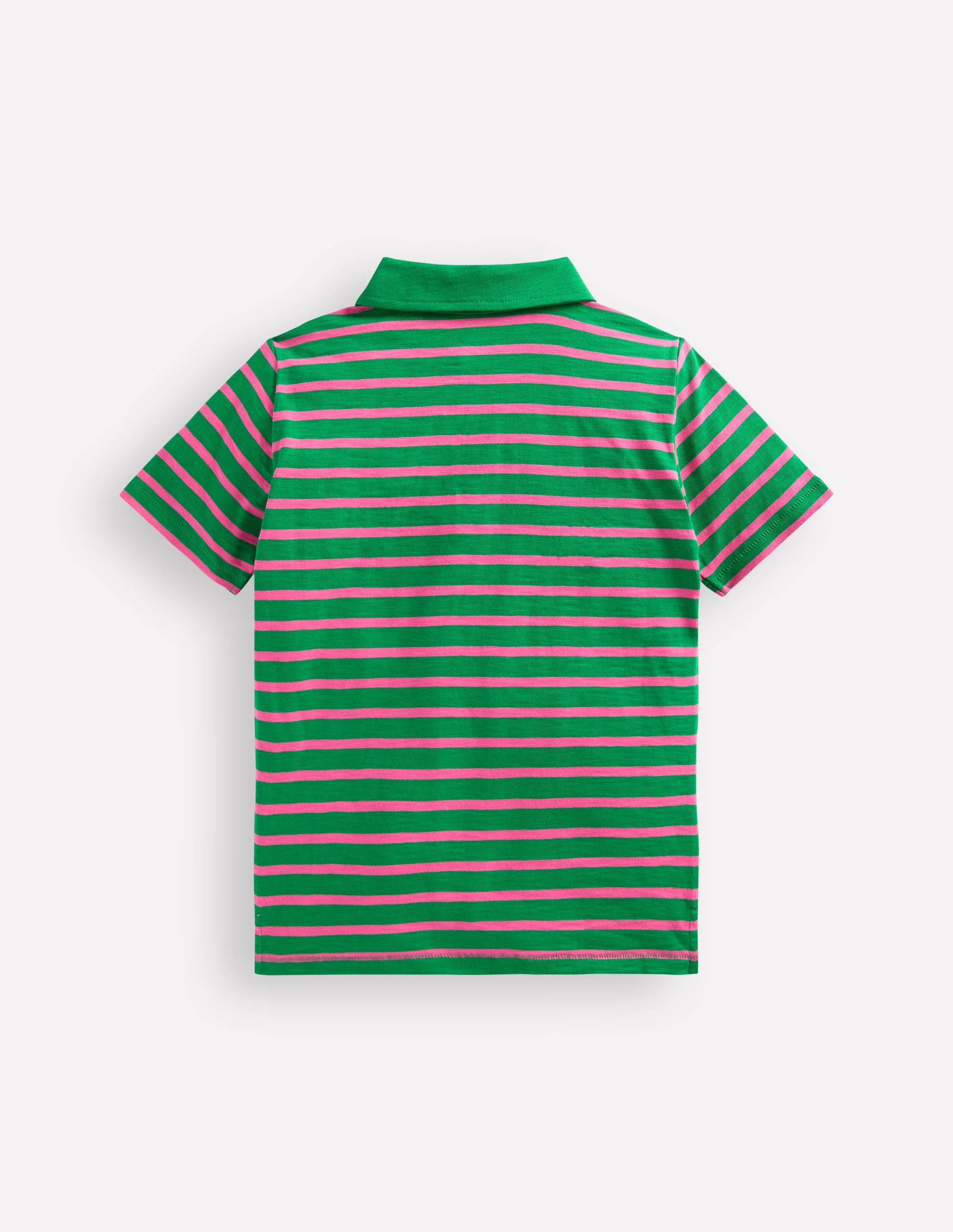 Slub Polo Shirt-Rich Emerald /Sorbet Pink - Image 2
