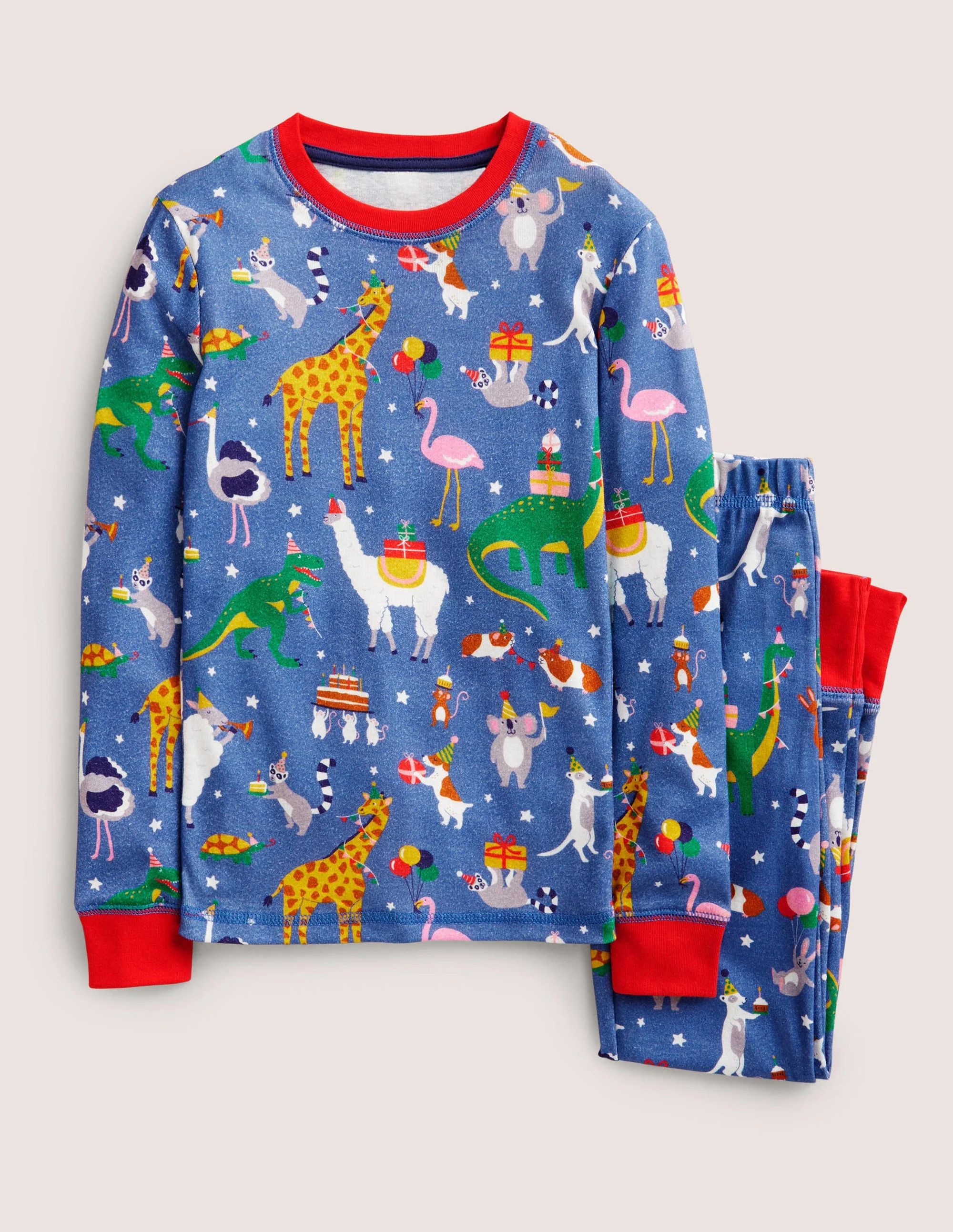 Snug Long John Pajamas-Multi Birthday Print