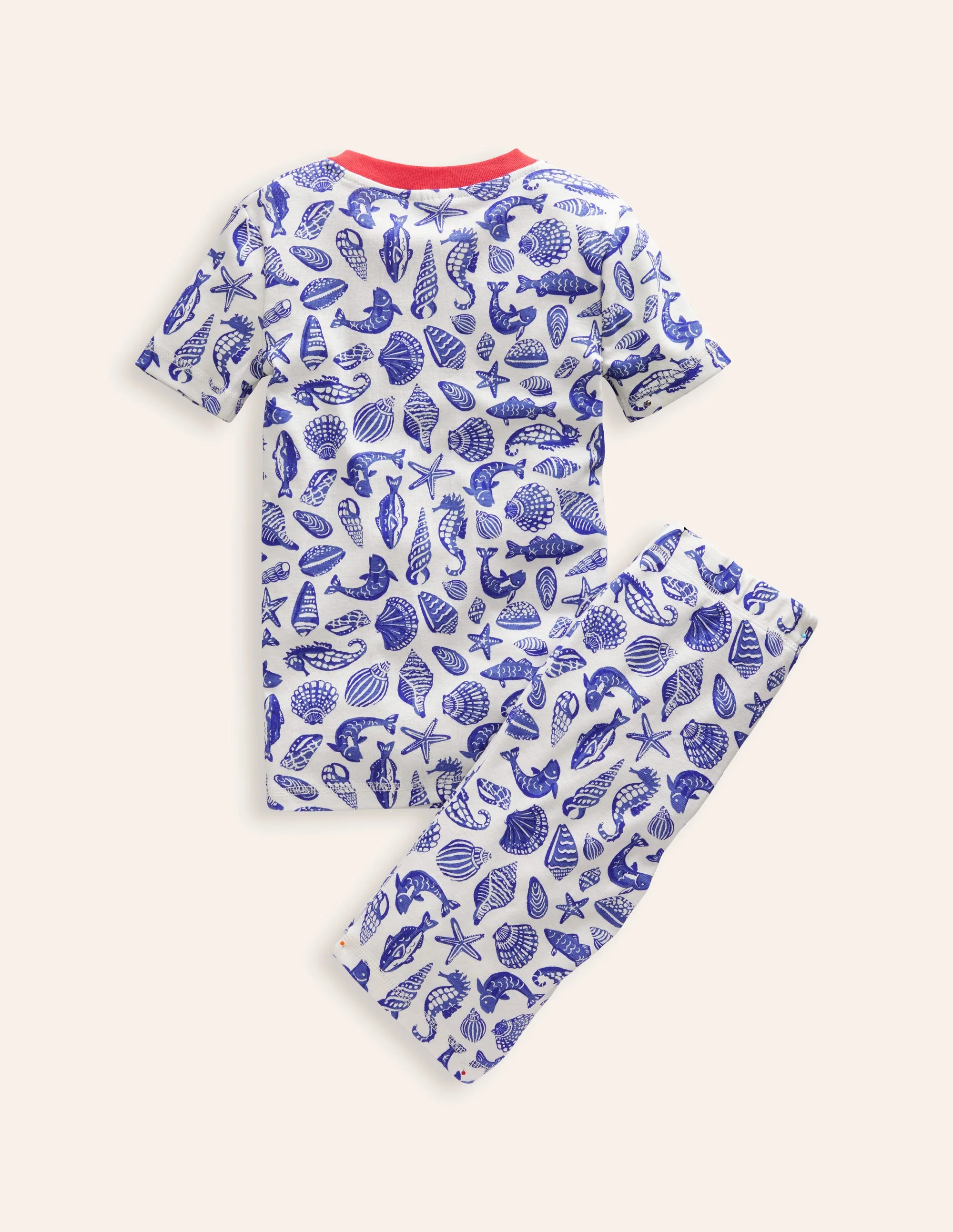 Snug Short John Pajamas-Sapphire Blue Seashore - Image 2