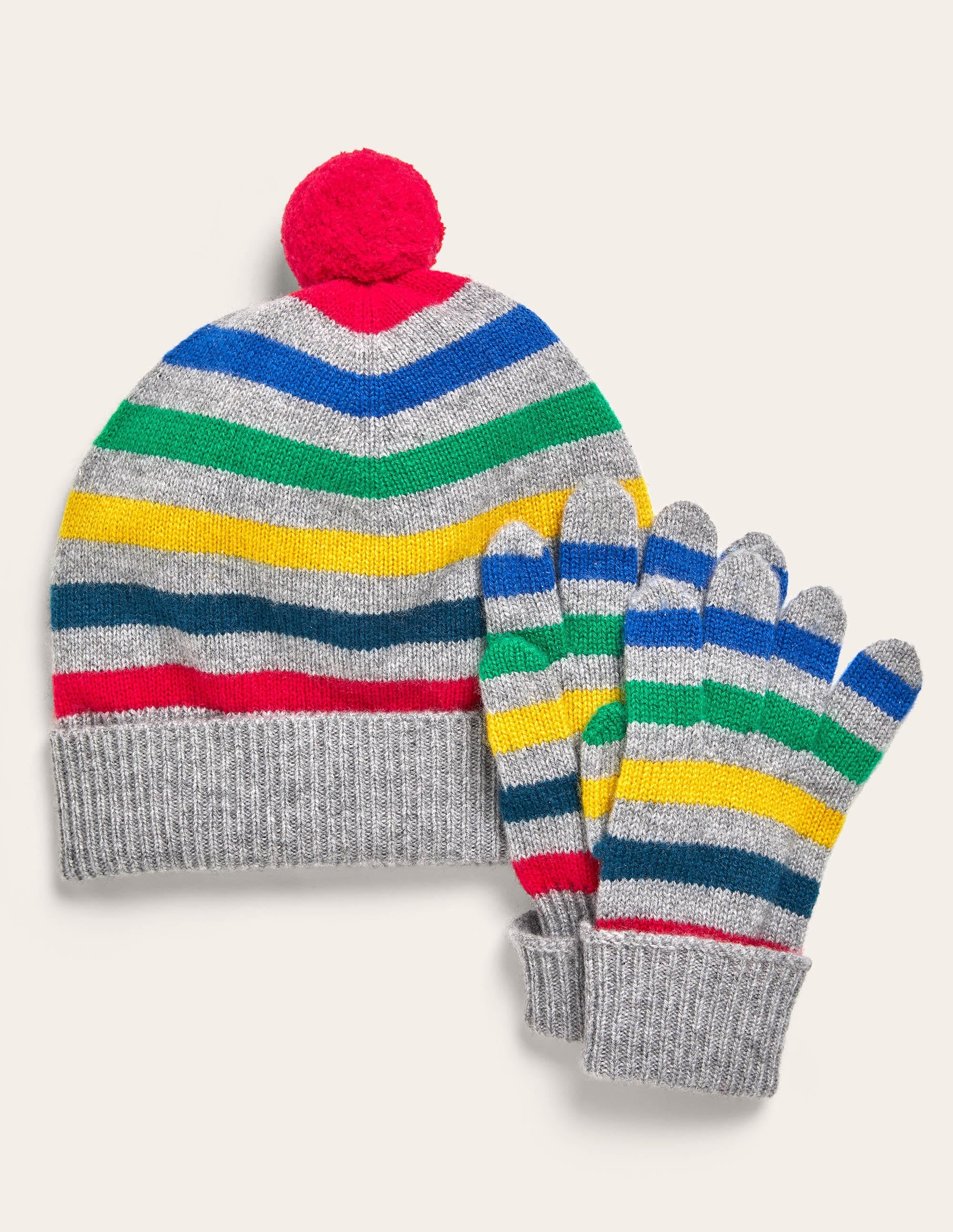 Stripe Cashmere Knitted Set-Multi Stripe