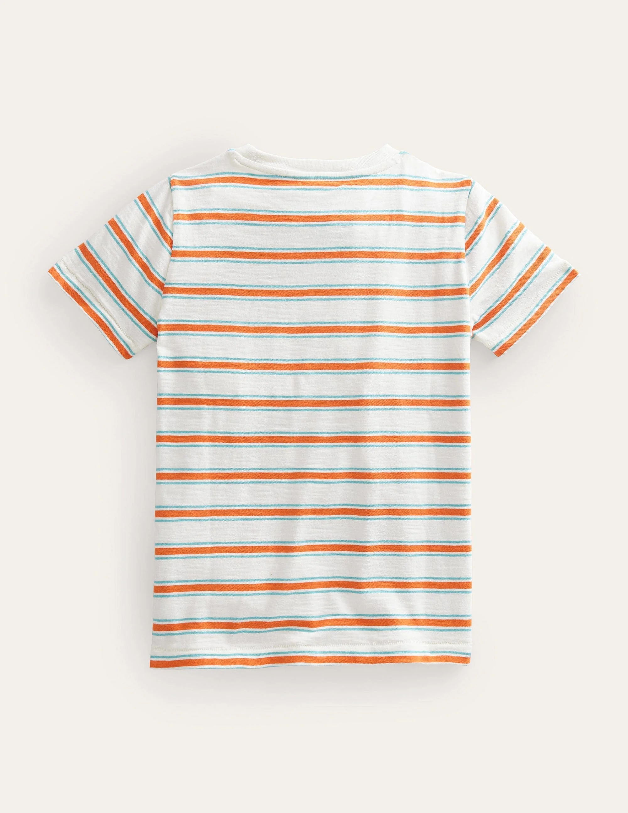 Striped Washed Slub T-shirt-Ivory/Jam Red - Image 2