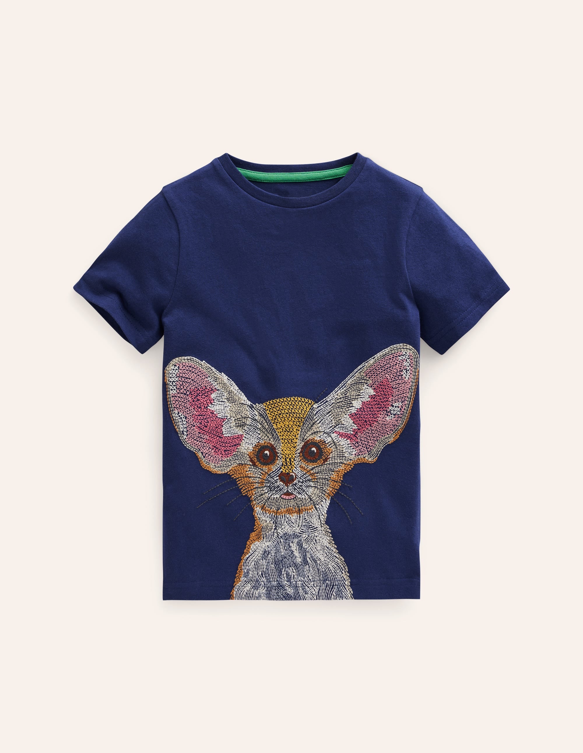 Superstitch Animal T-shirt-College Navy Fennec Fox