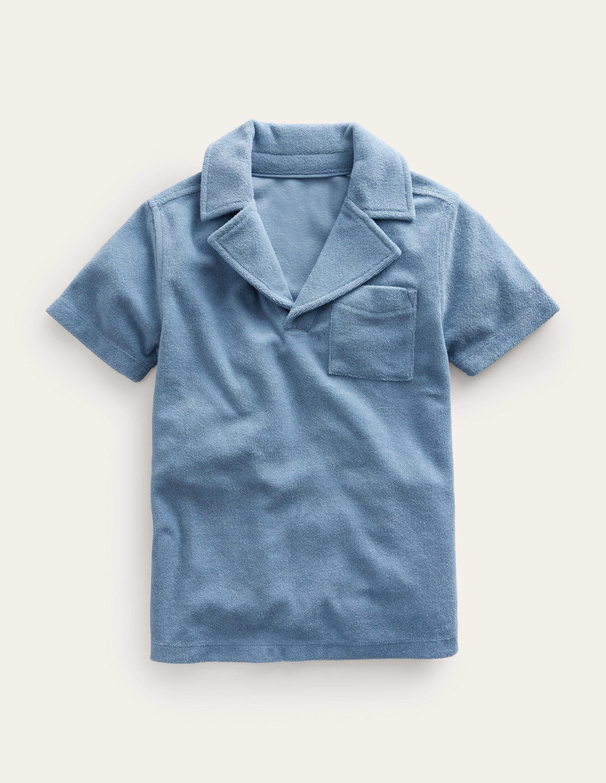 Towelling Polo-Pebble Blue