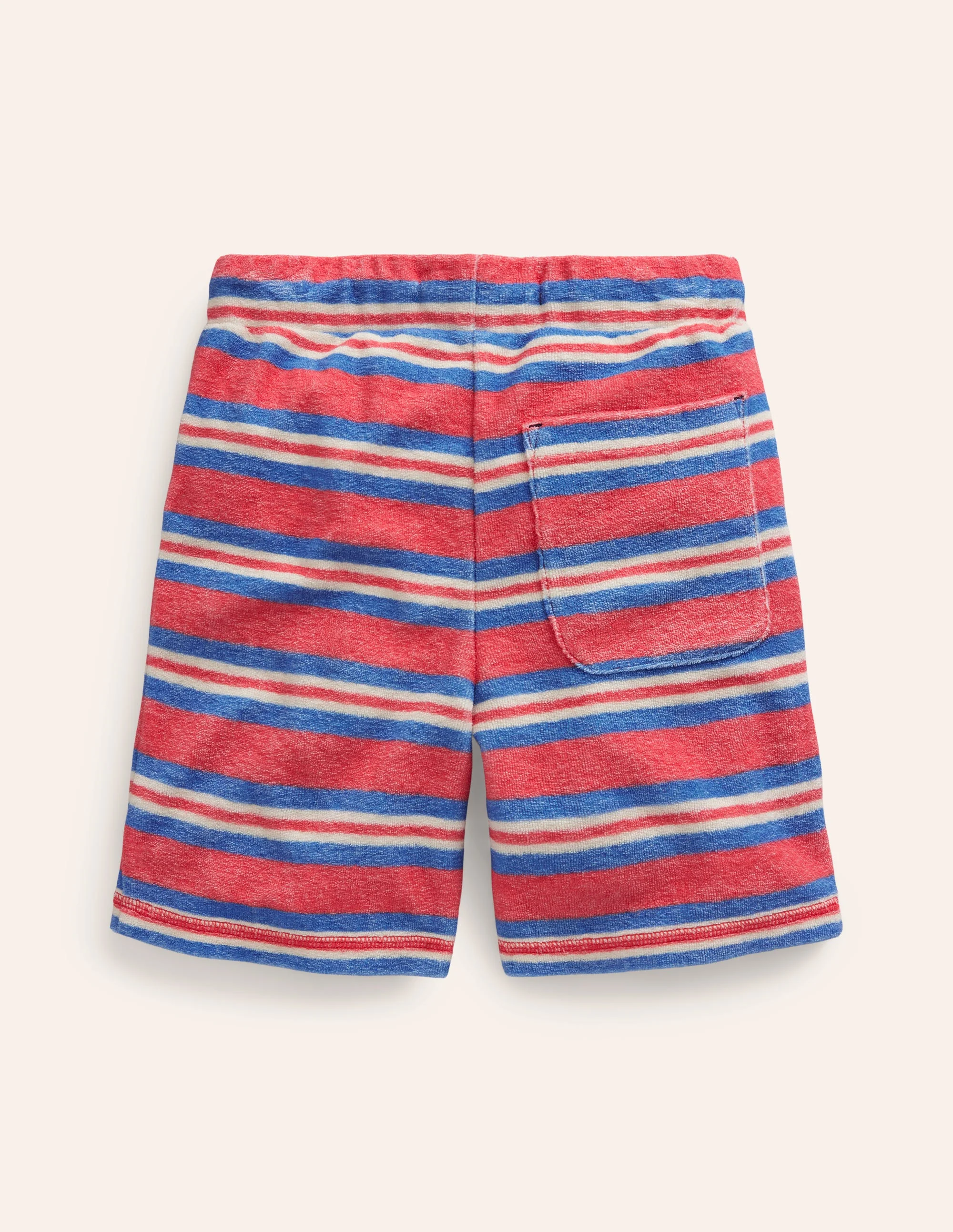 Towelling Sweat Shorts-Jam Red/ Cabana Blue Stripe - Image 2