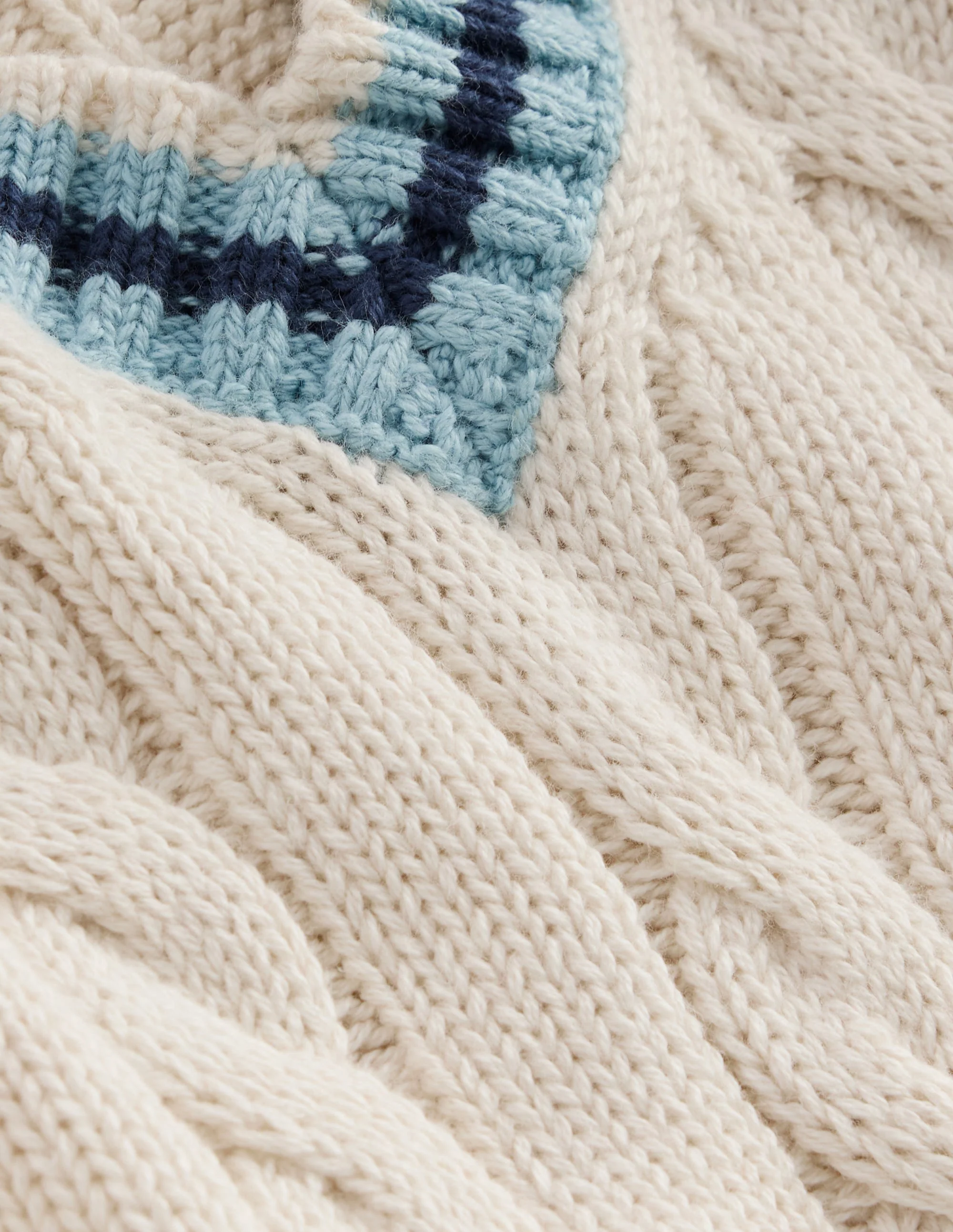 V-neck Cable Sweater-Ivory - Image 5