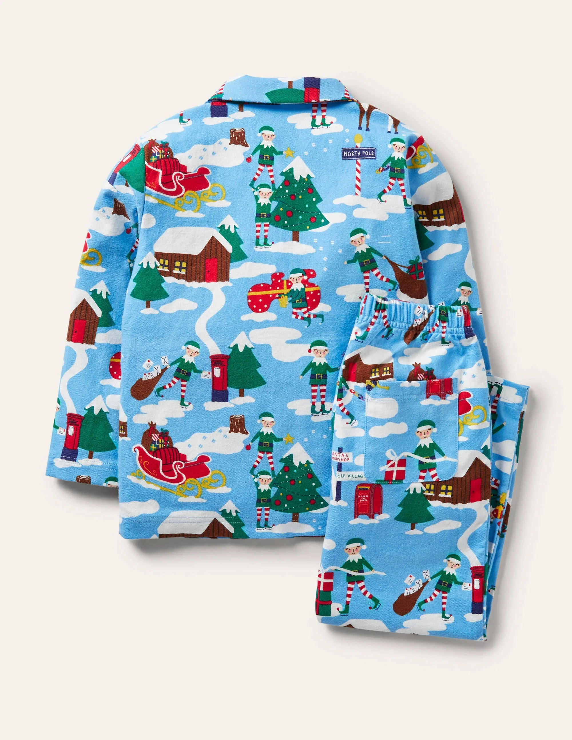 Woven Pajama Set-Surfboard Blue Busy Elves - Image 2