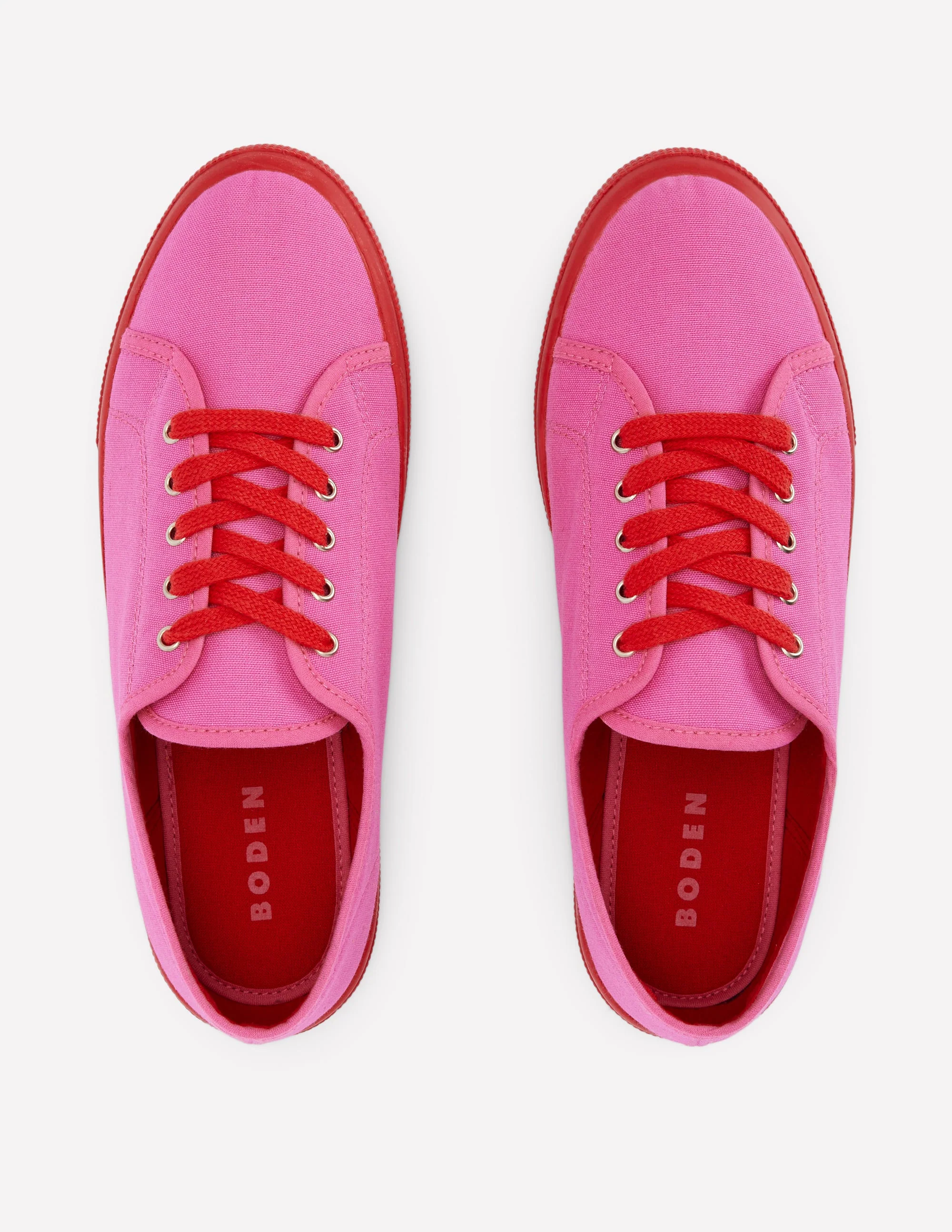 Contrast Lace Up Plimsoll-Festival Pink/Flame Scarlet - Image 5