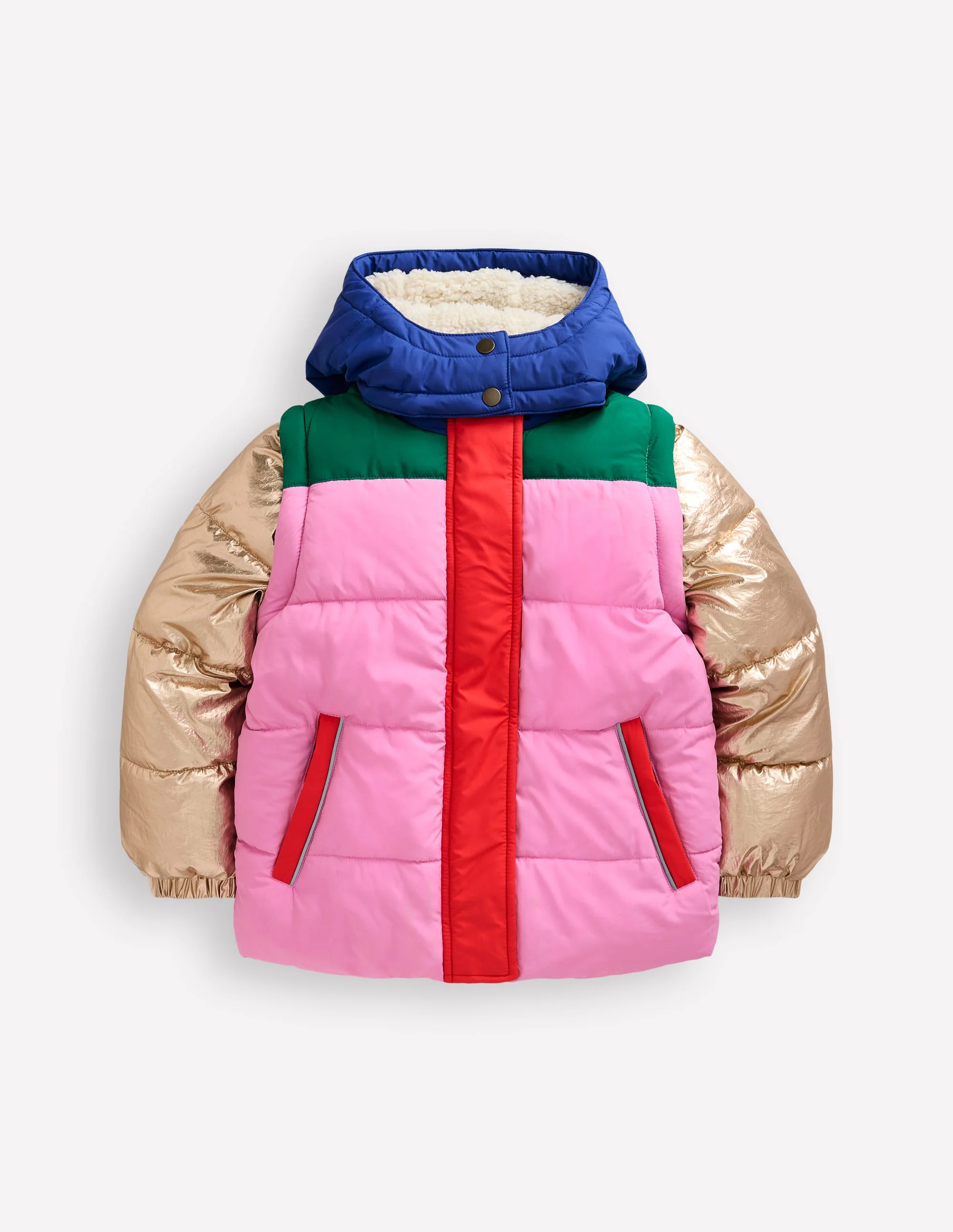 2-in-1 Padded Coat-Multi Metallic Colourblock - Image 7