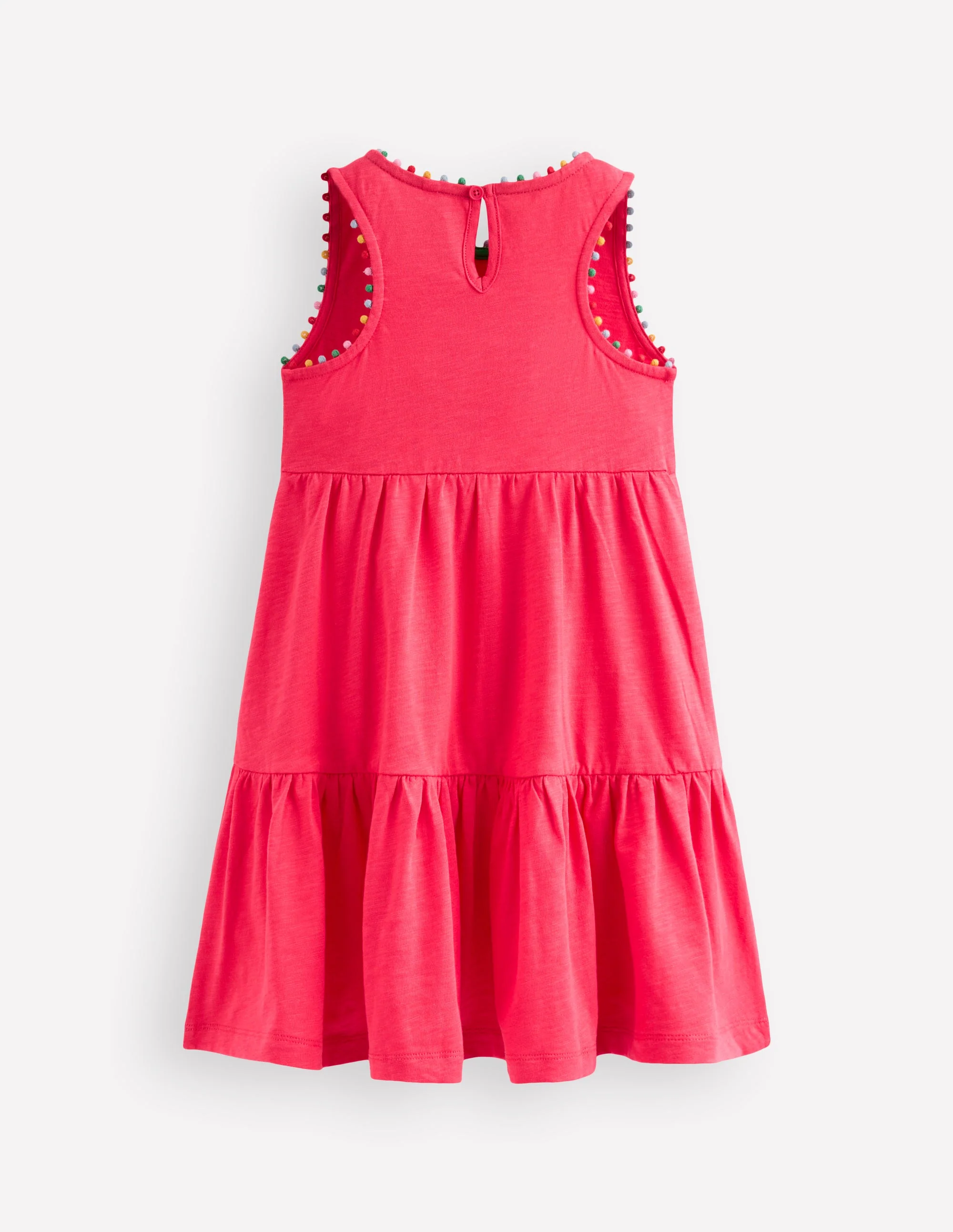 Ali Pom Trim Jersey Dress-Fandango Pink - Image 3