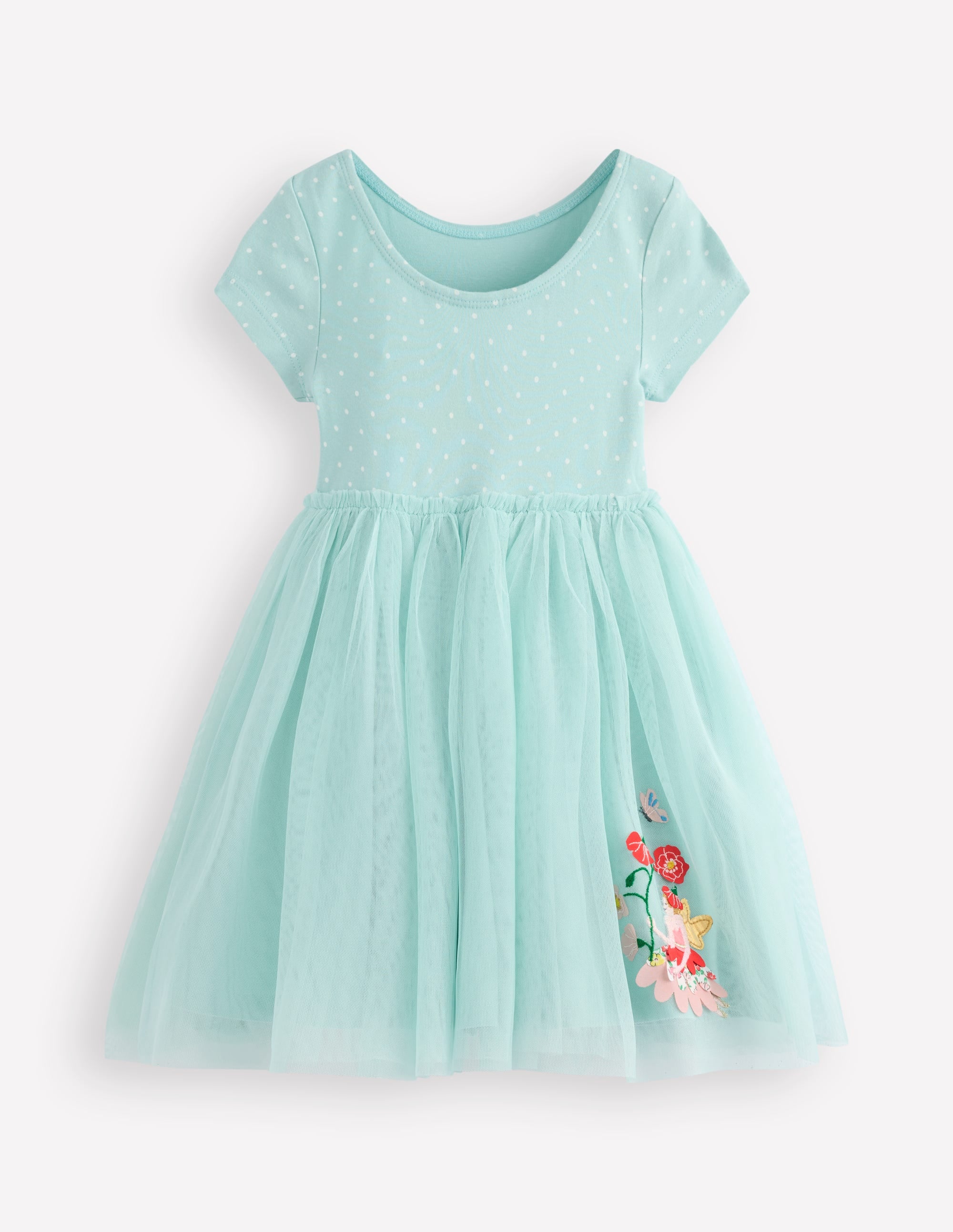 Ami Applique Tulle Dress-Spearmint Blue Flower Fairies - Image 2